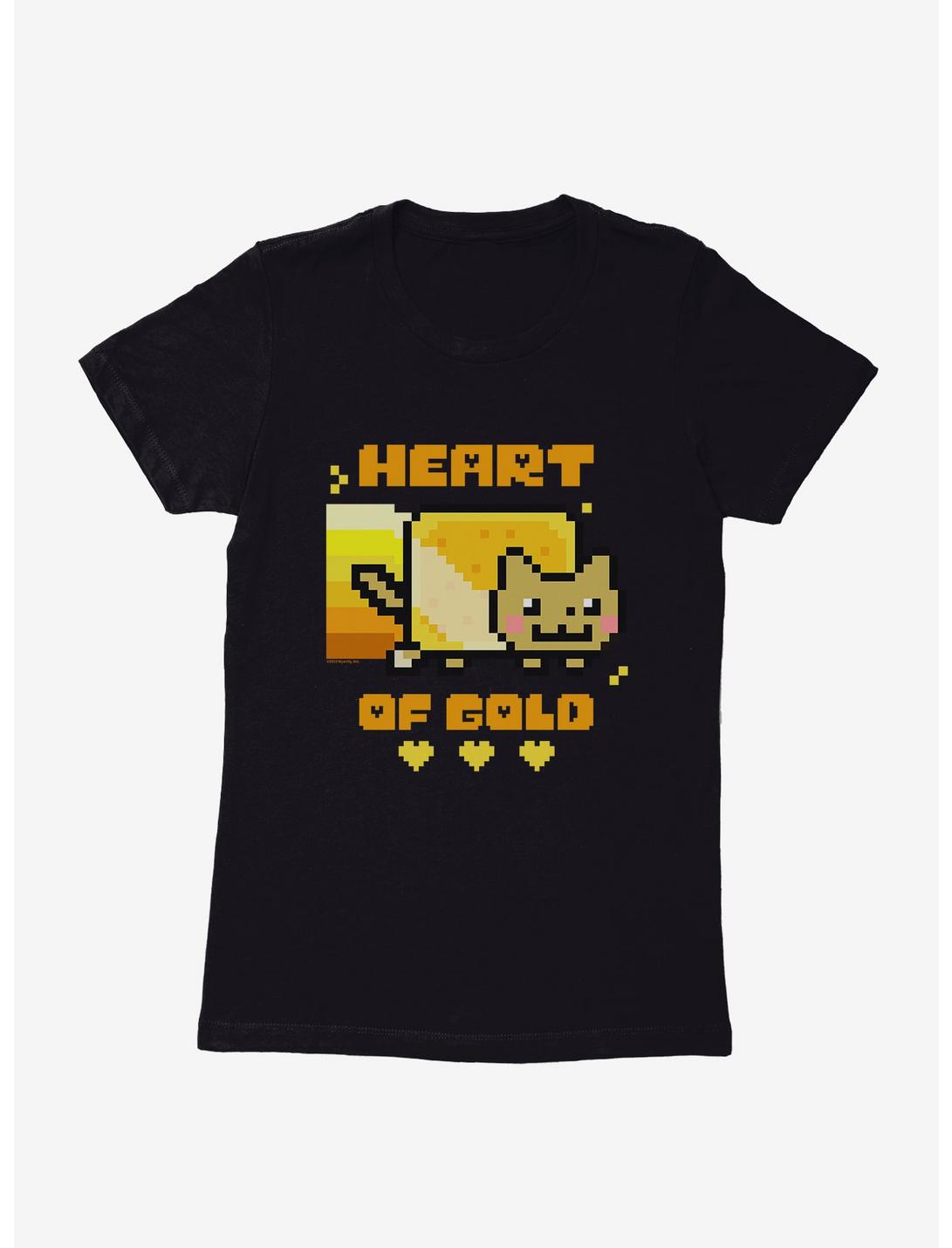 Nyan Cat Heart Of Gold Womens T-Shirt, BLACK, hi-res