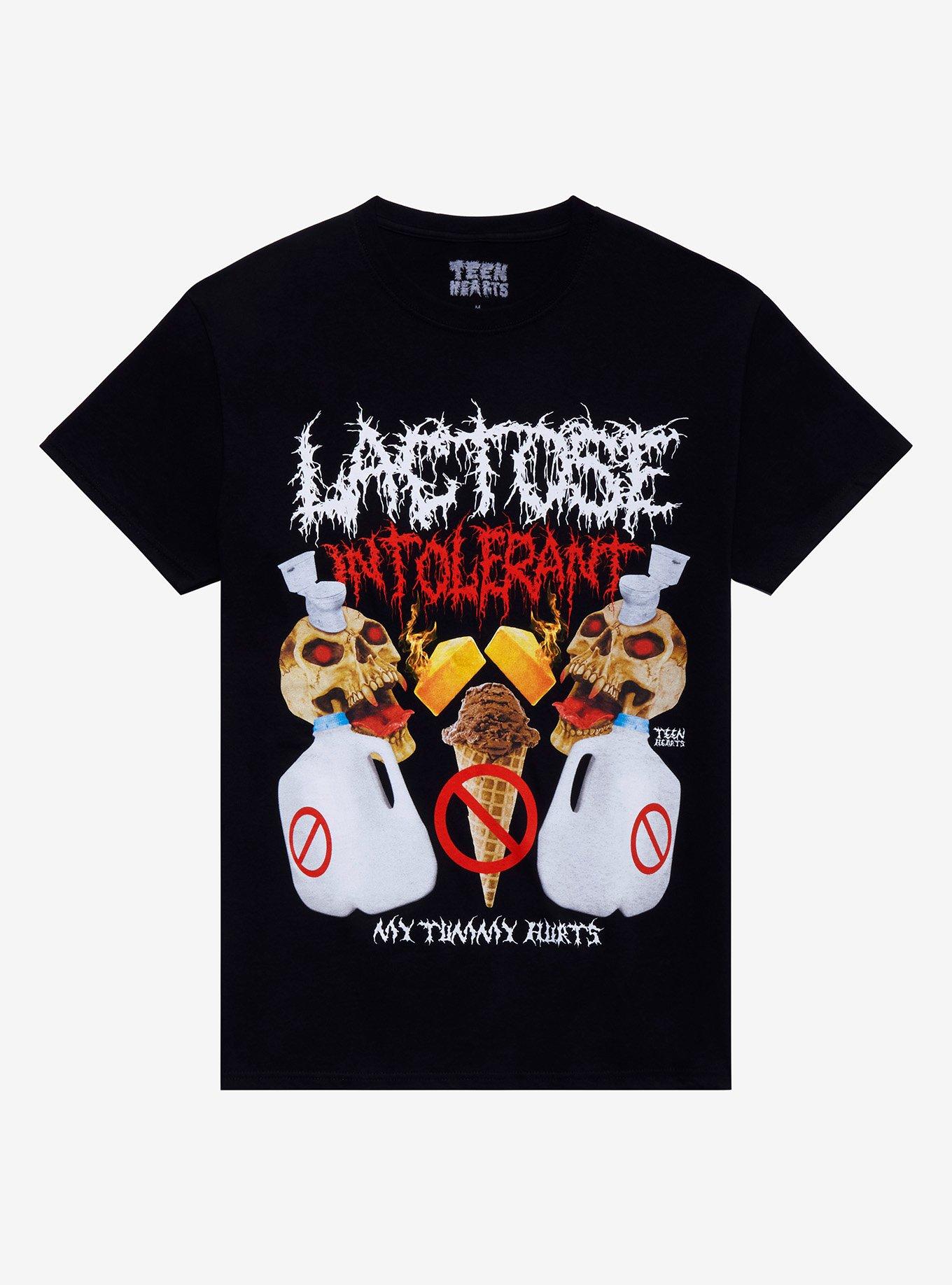 Teen Hearts Lactose Intolerant Skulls T-Shirt, BLACK, hi-res