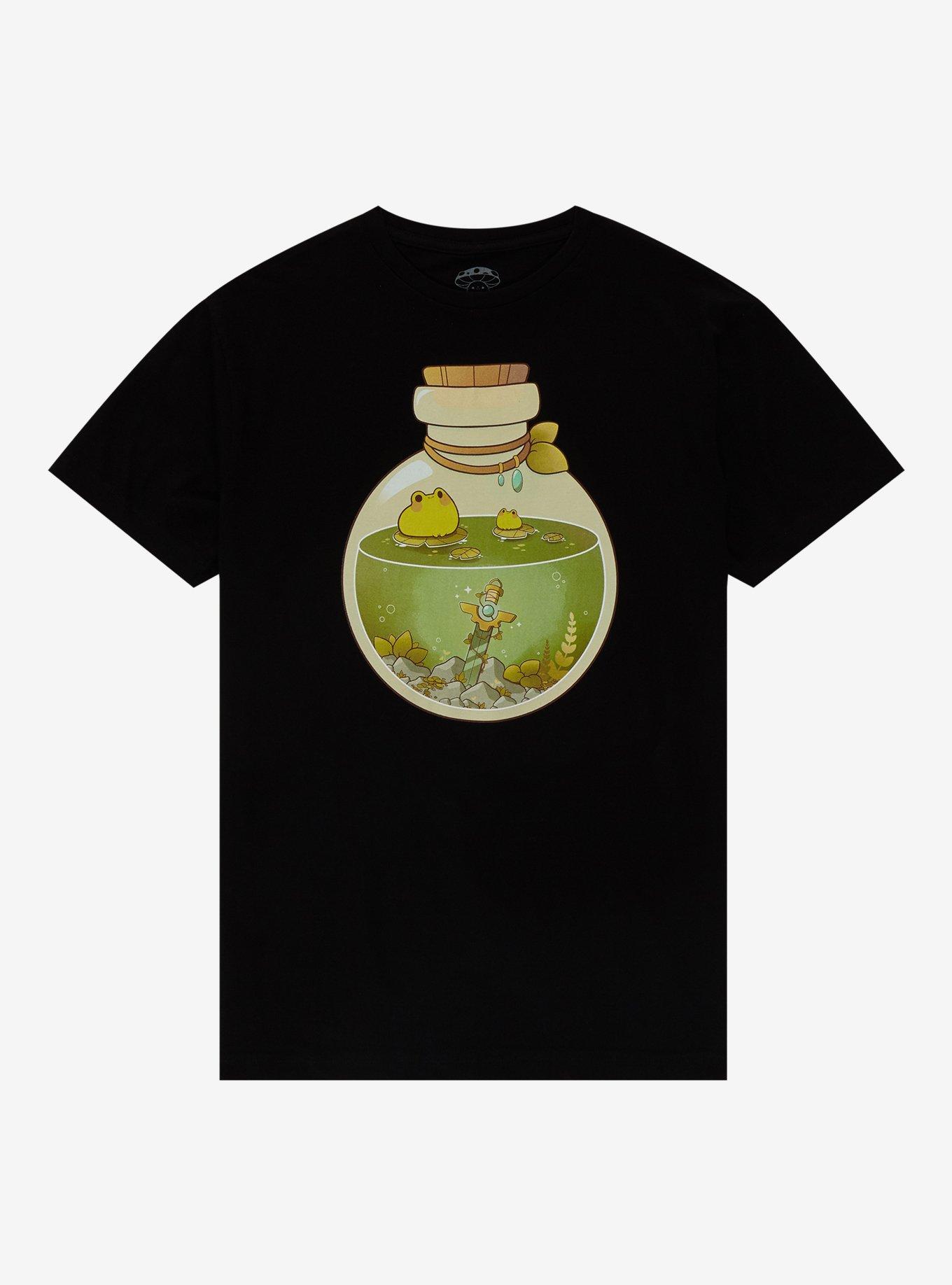 Frog Potion Bottle T-Shirt By Rhinlin, BLACK, hi-res