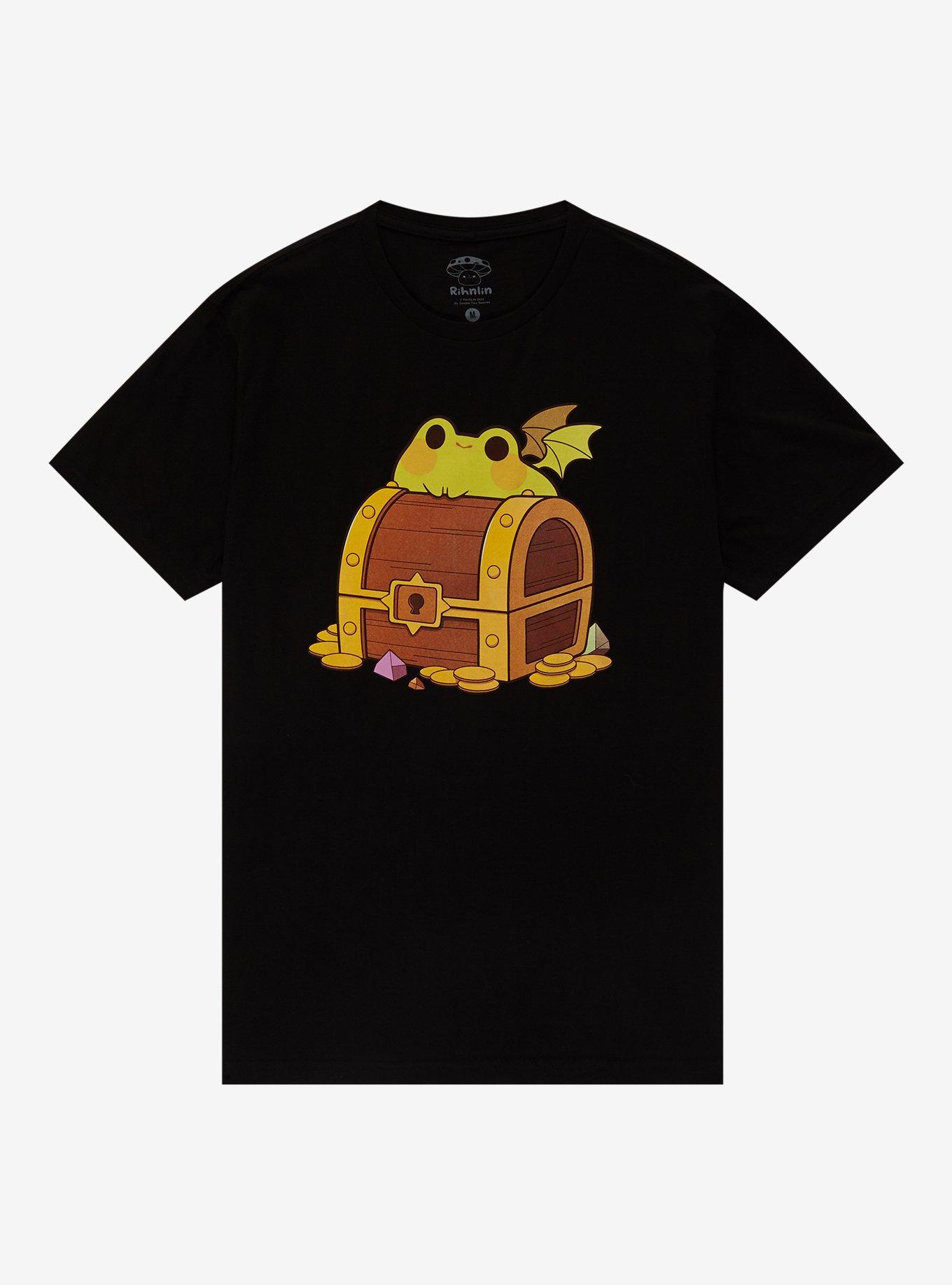 Frog Treasure Chest T-Shirt By Rhinlin, BLACK, hi-res