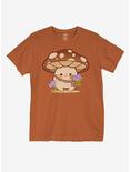 Mushroom Flower Picking T-Shirt By Rhinlin, RUST, hi-res