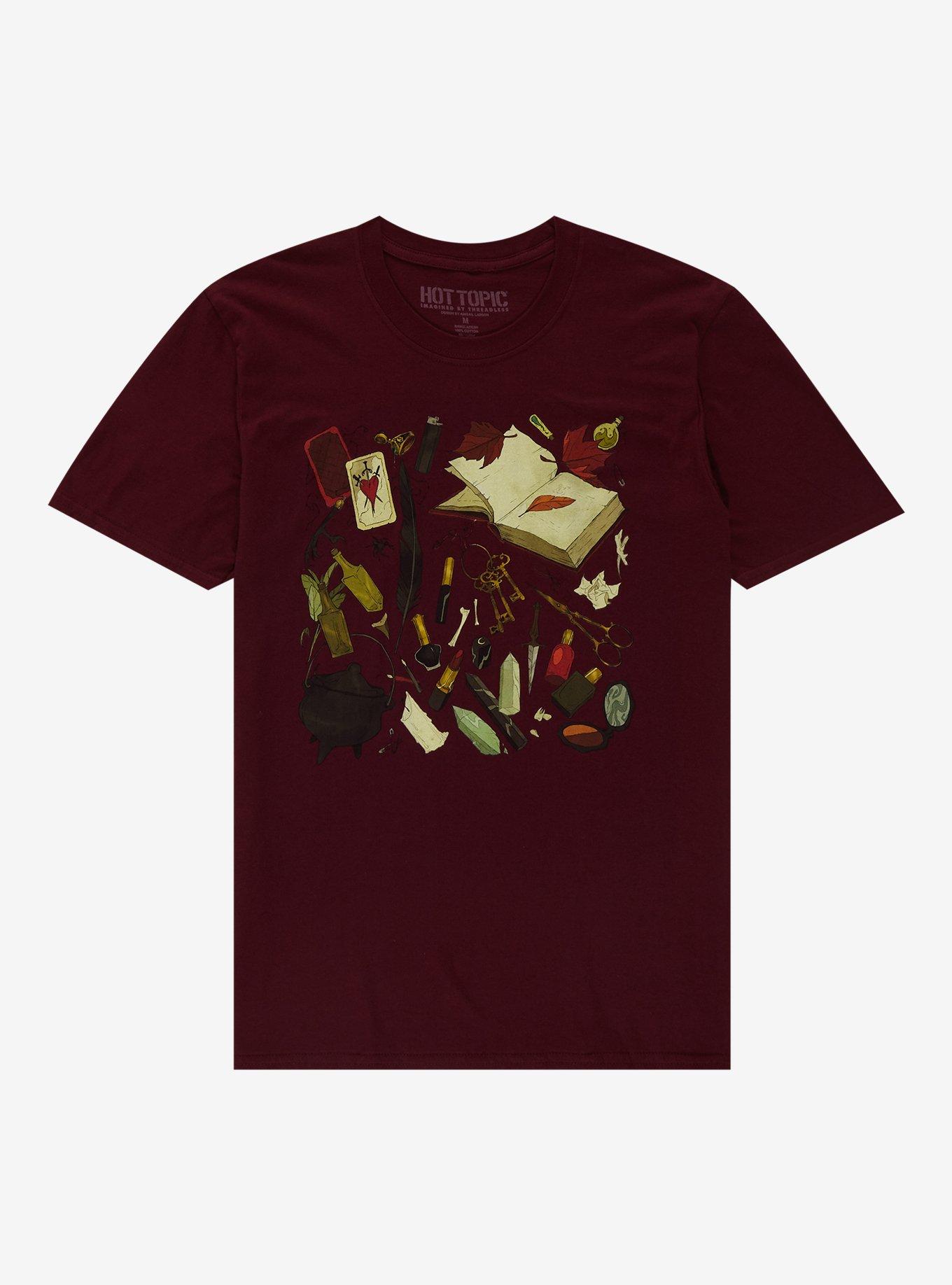 Mystical Objects T-Shirt By Abigail Larson, MAROON, hi-res