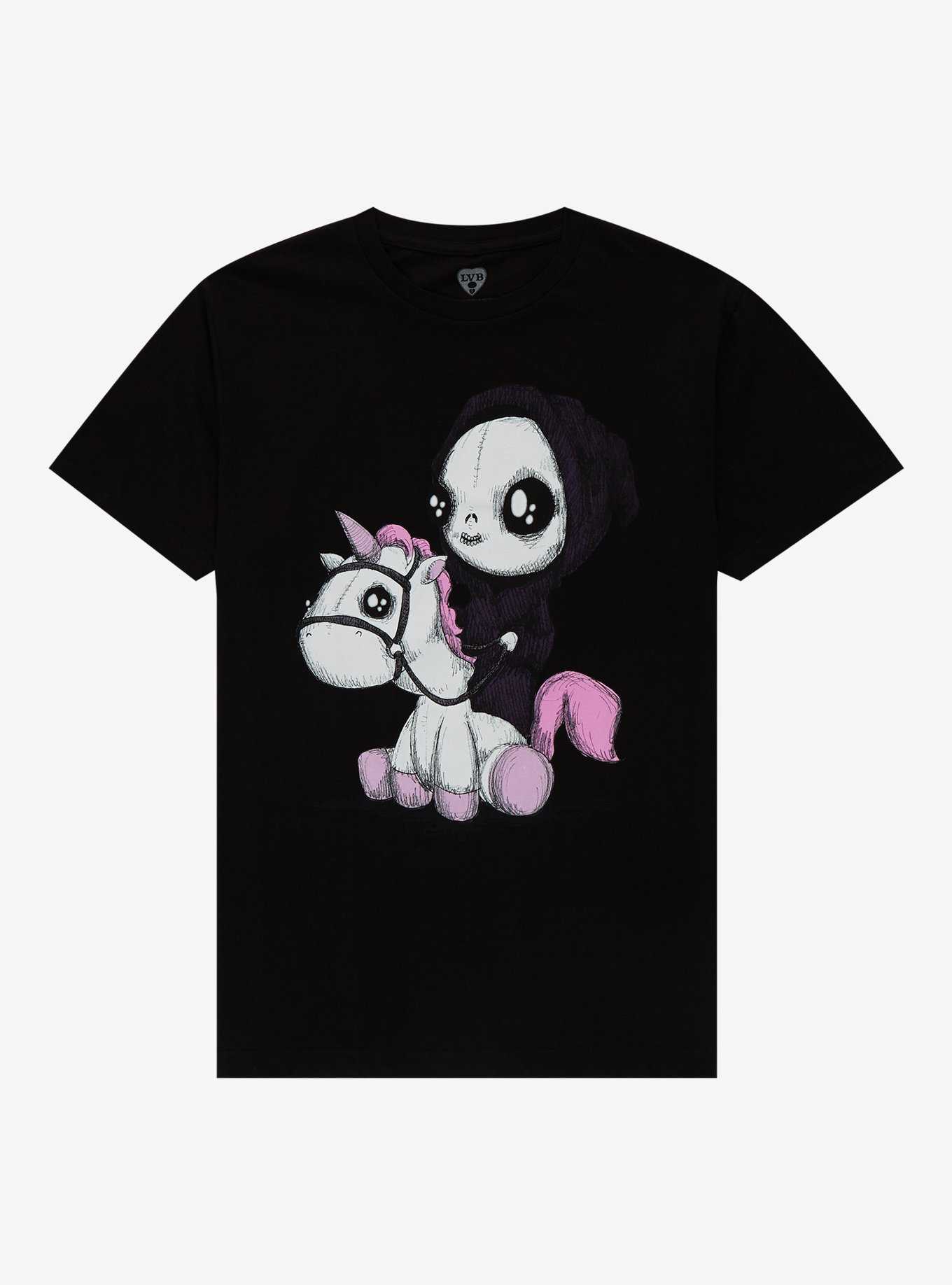 Death & Unicorn T-Shirt By LVB Art, , hi-res