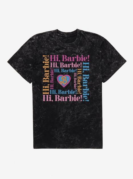 Barbie The Movie Hi Barbie Square Mineral Wash T-Shirt - BLACK | Hot Topic