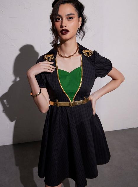 Her Universe Marvel Loki Gold Belt Retro Dress | Hot Topic