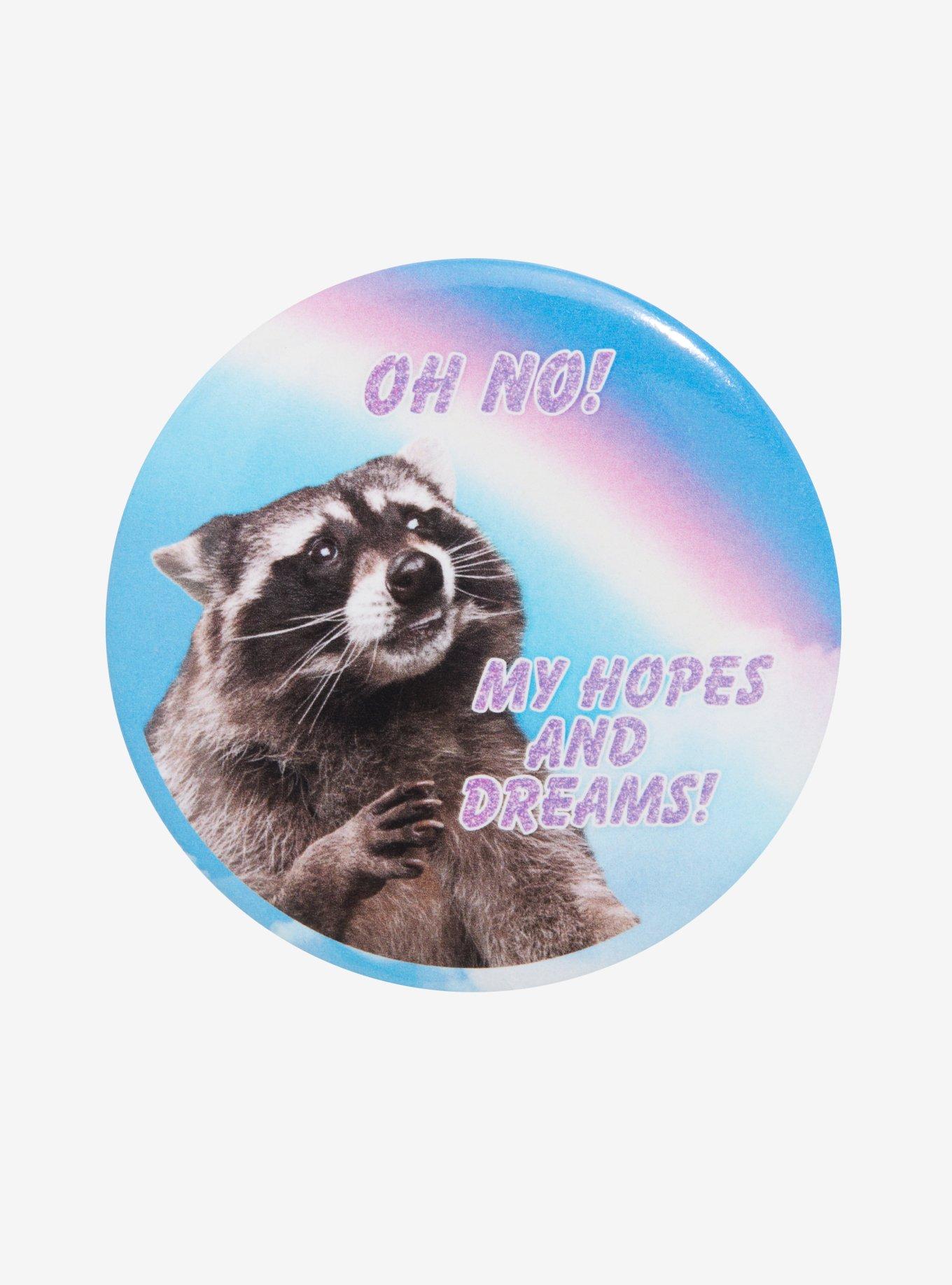 Raccoon Hopes & Dreams 3 Inch Button, , hi-res