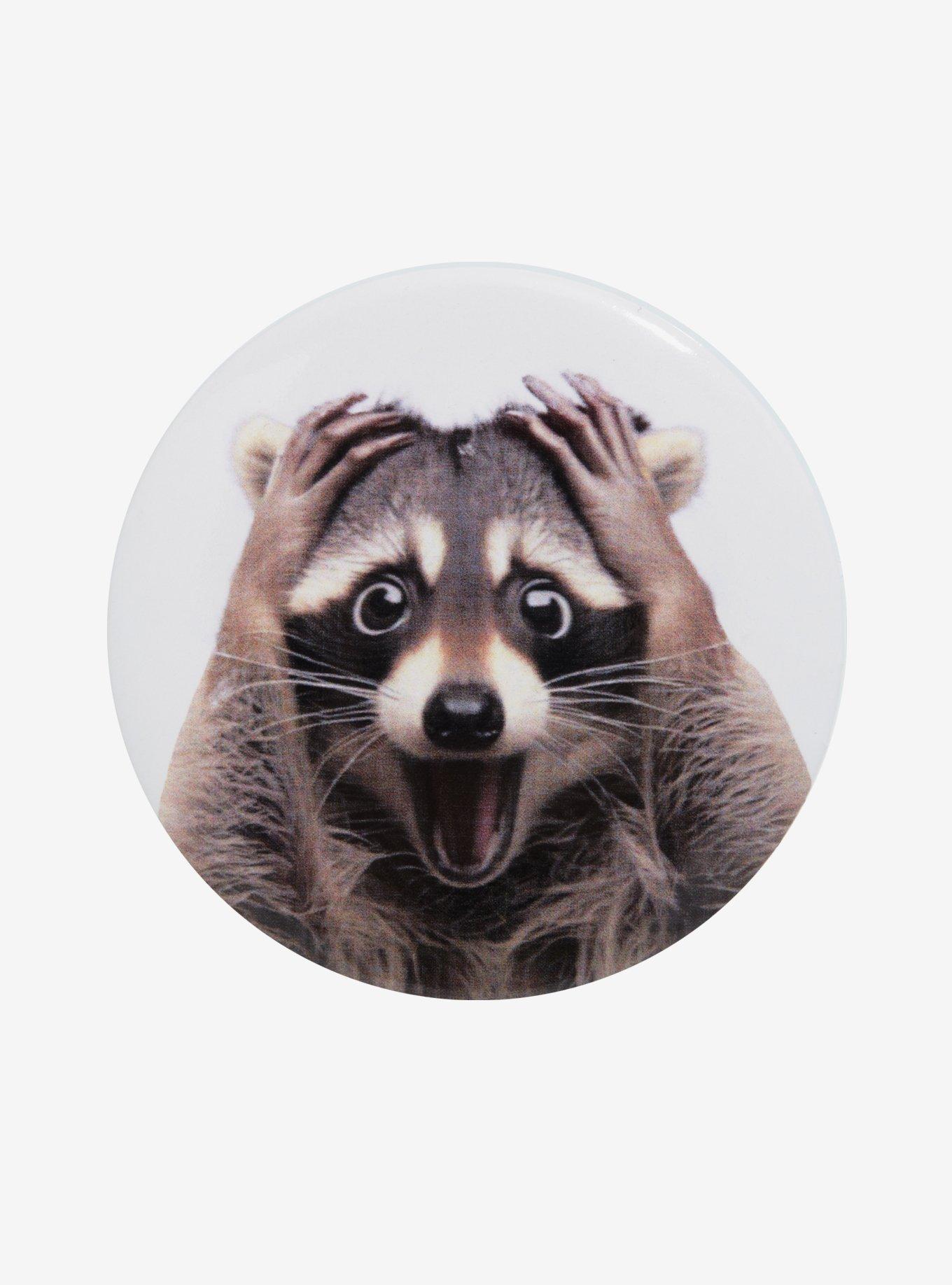 Shocked Raccoon 3 Inch Button, , hi-res