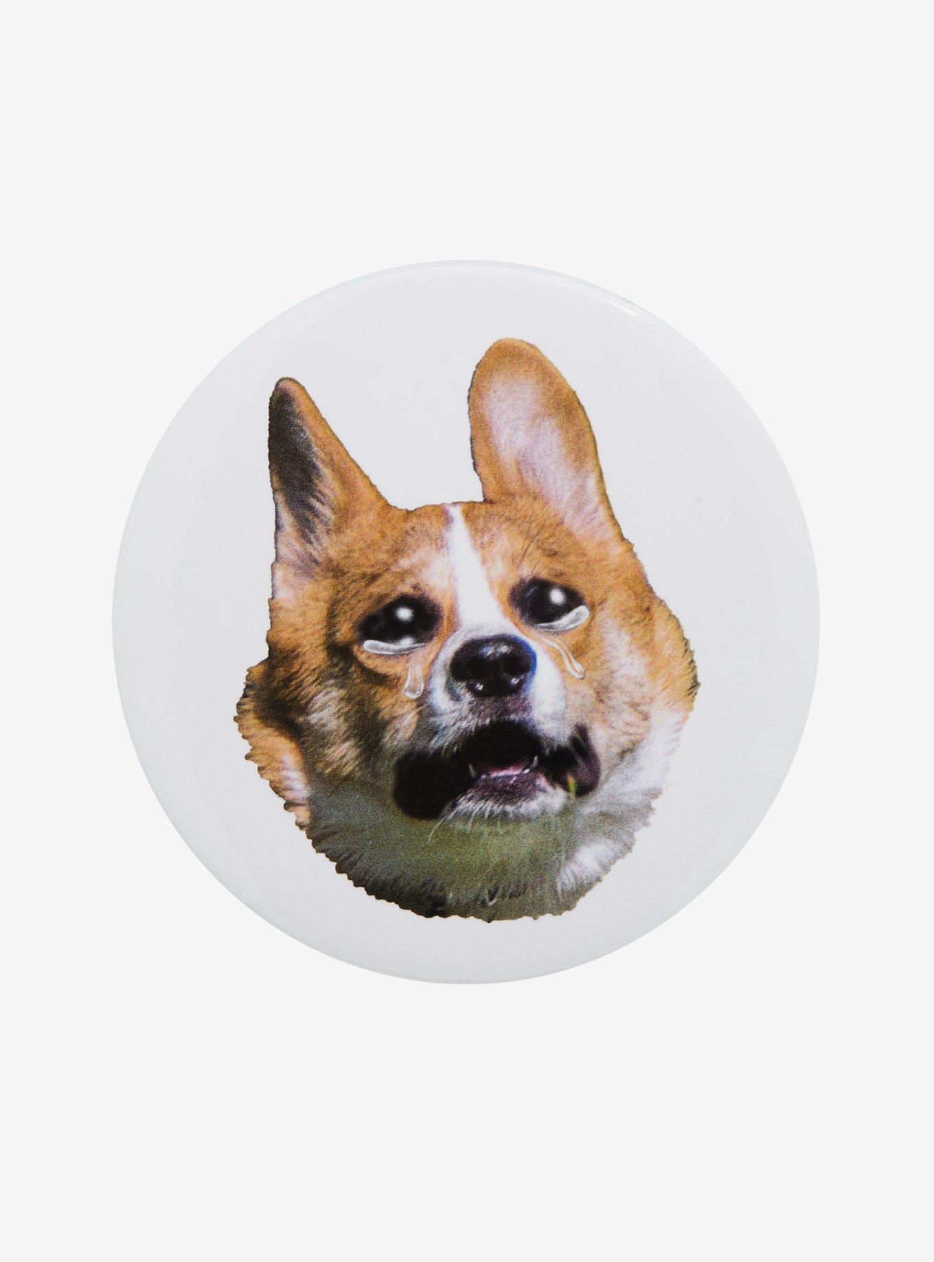 Crying Corgi 3 Inch Button, , hi-res