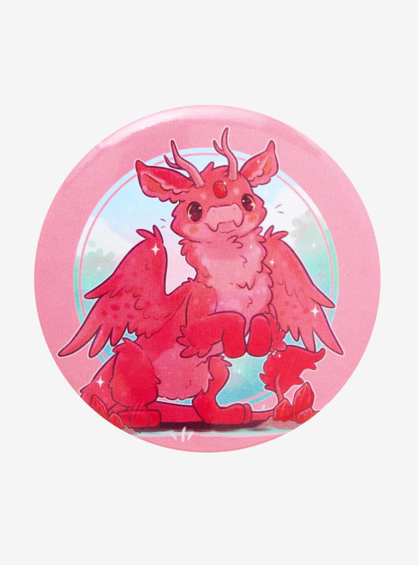 Red Gem Dragon 3 Inch Button By Naomi Lord Art, , hi-res