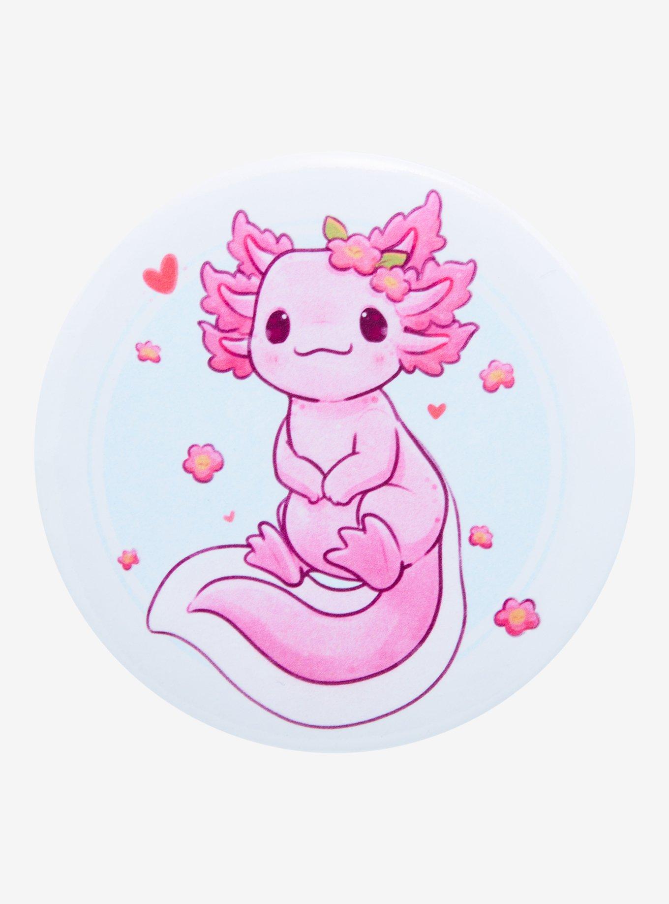 Sakura Axolotl 3 Inch Button By Naomi Lord Art, , hi-res