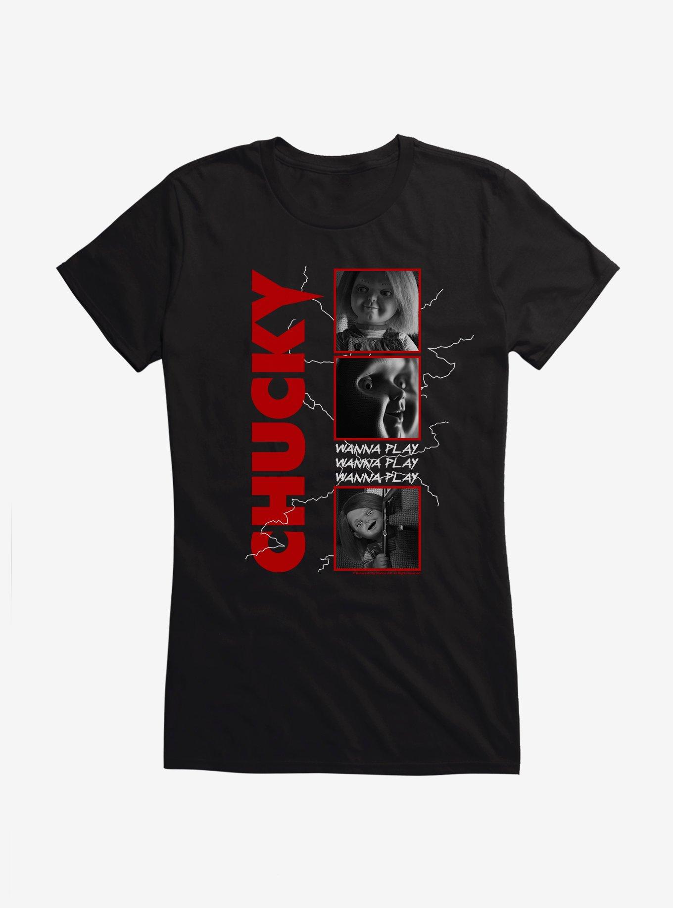 Chucky TV Series Wanna Play Panels Girls T-Shirt, BLACK, hi-res