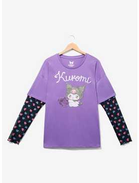 Sanrio Kuromi Mesh Layered Long Sleeve Women's Plus Size T-Shirt — BoxLunch Exclusive, , hi-res