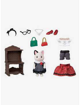 Calico Critters Fashion Play Set Town Girl Series Tuxedo Cat Figure Set, , hi-res