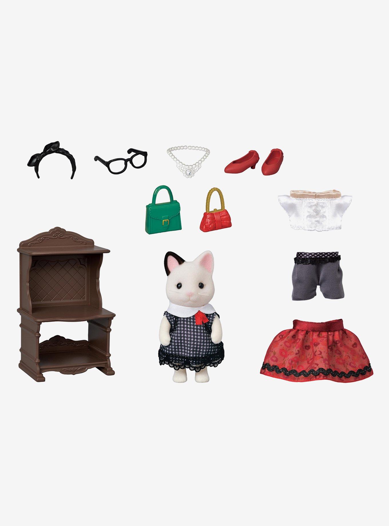 Calico Critters Fashion Play Set Town Girl Series Tuxedo Cat Figure Set, , hi-res