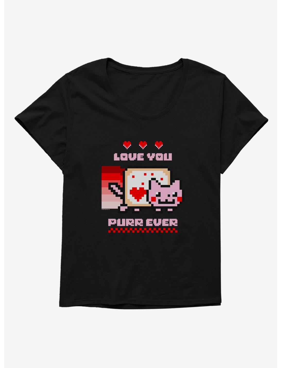 Nyan Cat Love You Purr Ever Womens T-Shirt Plus Size, BLACK, hi-res