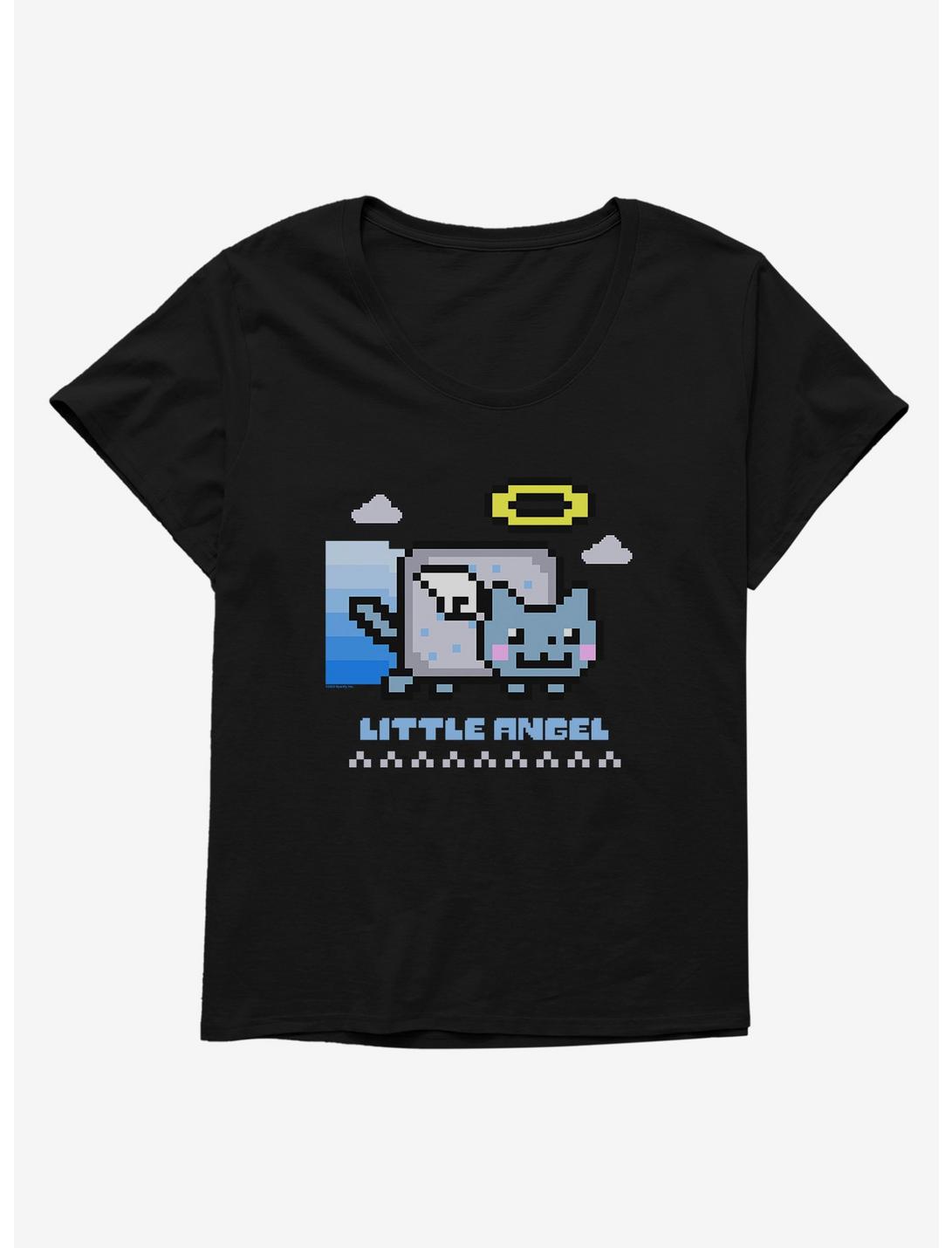 Nyan Cat Little Angel Womens T-Shirt Plus Size, BLACK, hi-res
