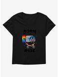 Nyan Cat Born To Ride Womens T-Shirt Plus Size, BLACK, hi-res