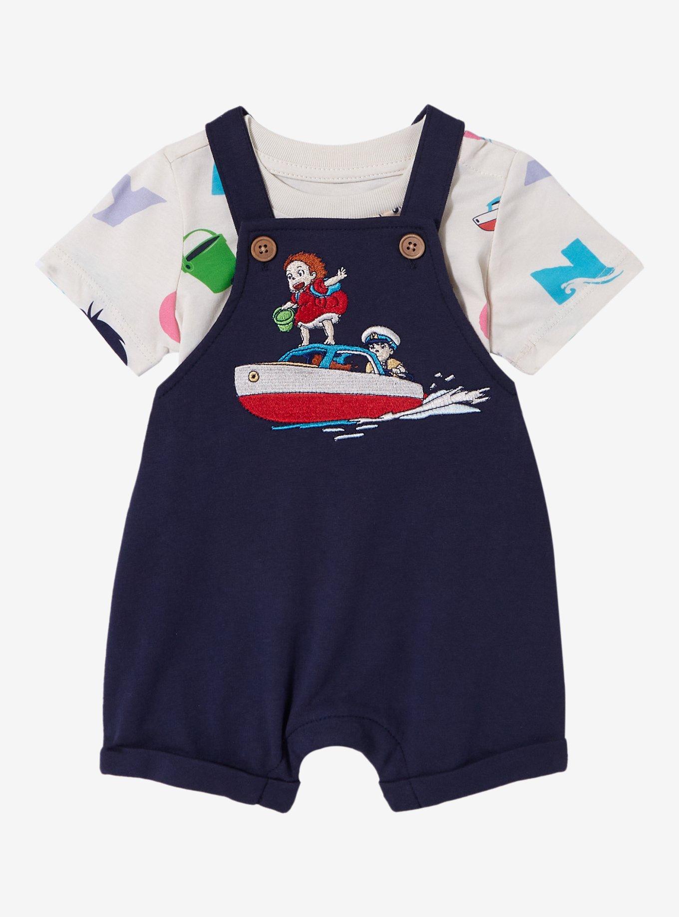 Studio Ghibli Ponyo Sasuke & Ponyo Boat Infant T-Shirt and Overall Set - BoxLunch Exclusive, NAVY, hi-res