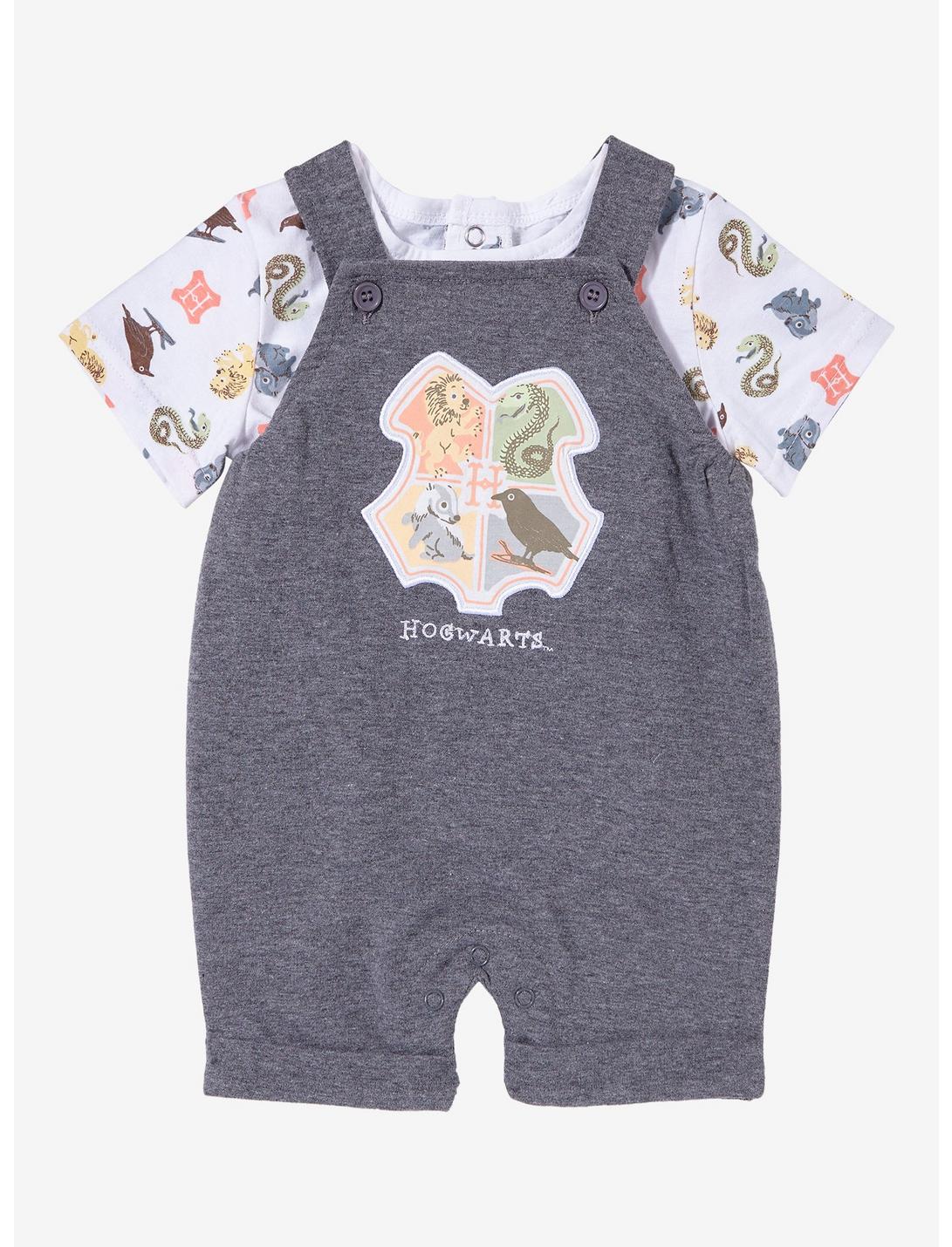 Harry Potter Hogwarts House Crest Infant Overalls — BoxLunch Exclusive, HEATHER  CHARCOAL, hi-res
