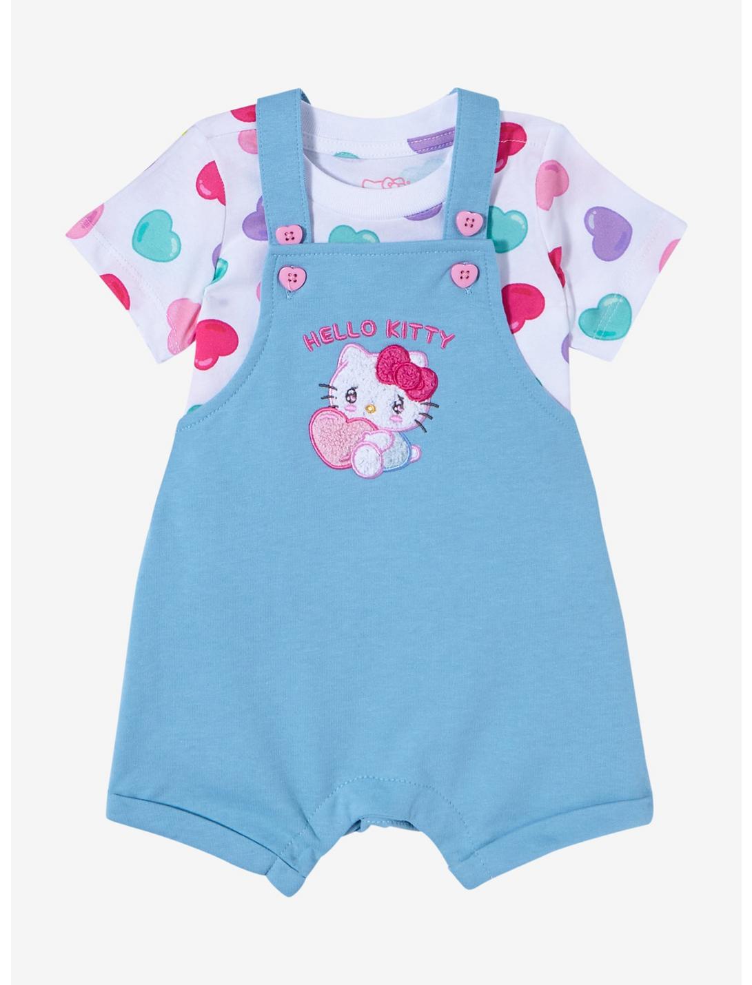 Sanrio Hello Kitty Emo Kyun Heart Infant Overall Set - BoxLunch Exclusive, SKY BLUE, hi-res