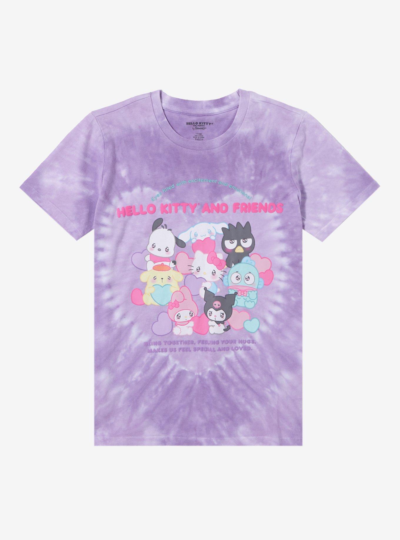 Tie-Dye Kyun Friends | BoxLunch Youth Sanrio and BoxLunch Exclusive Emo Kitty T-Shirt Heart - Hello