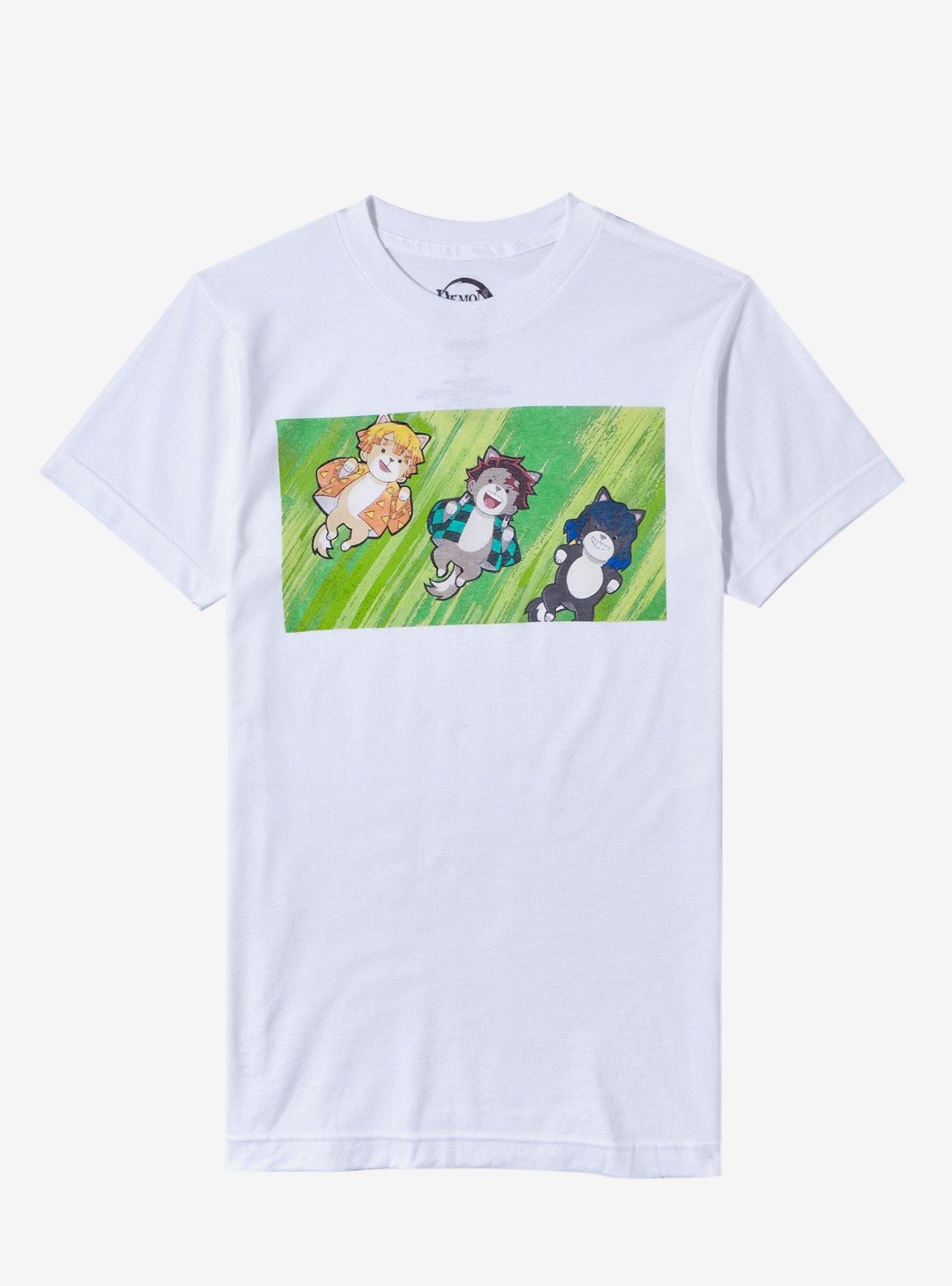 Demon Slayer: Kimetsu No Yaiba Trio Dog Panel Boyfriend Fit Girls T-Shirt, MULTI, hi-res