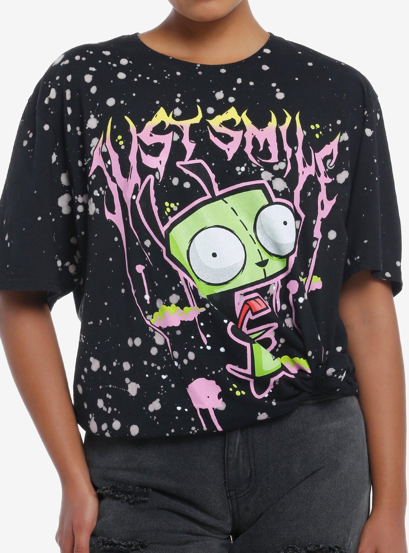 Invader Zim Just Smile Splatter Girls Oversized T-Shirt, MULTI, hi-res