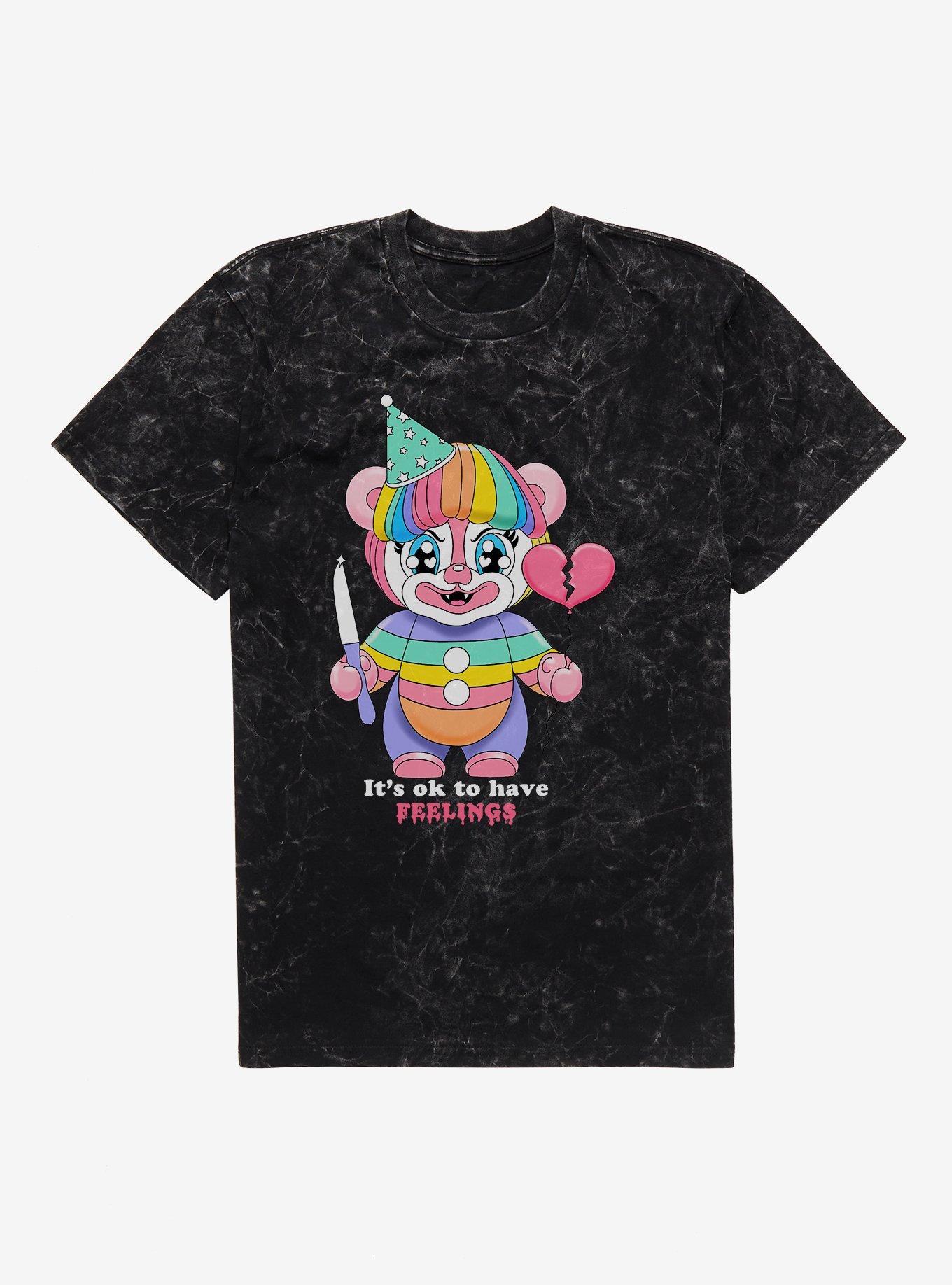 Hot Topic Clown It's Ok To Have Feelings T-Shirt, BLACK MINERAL WASH, hi-res