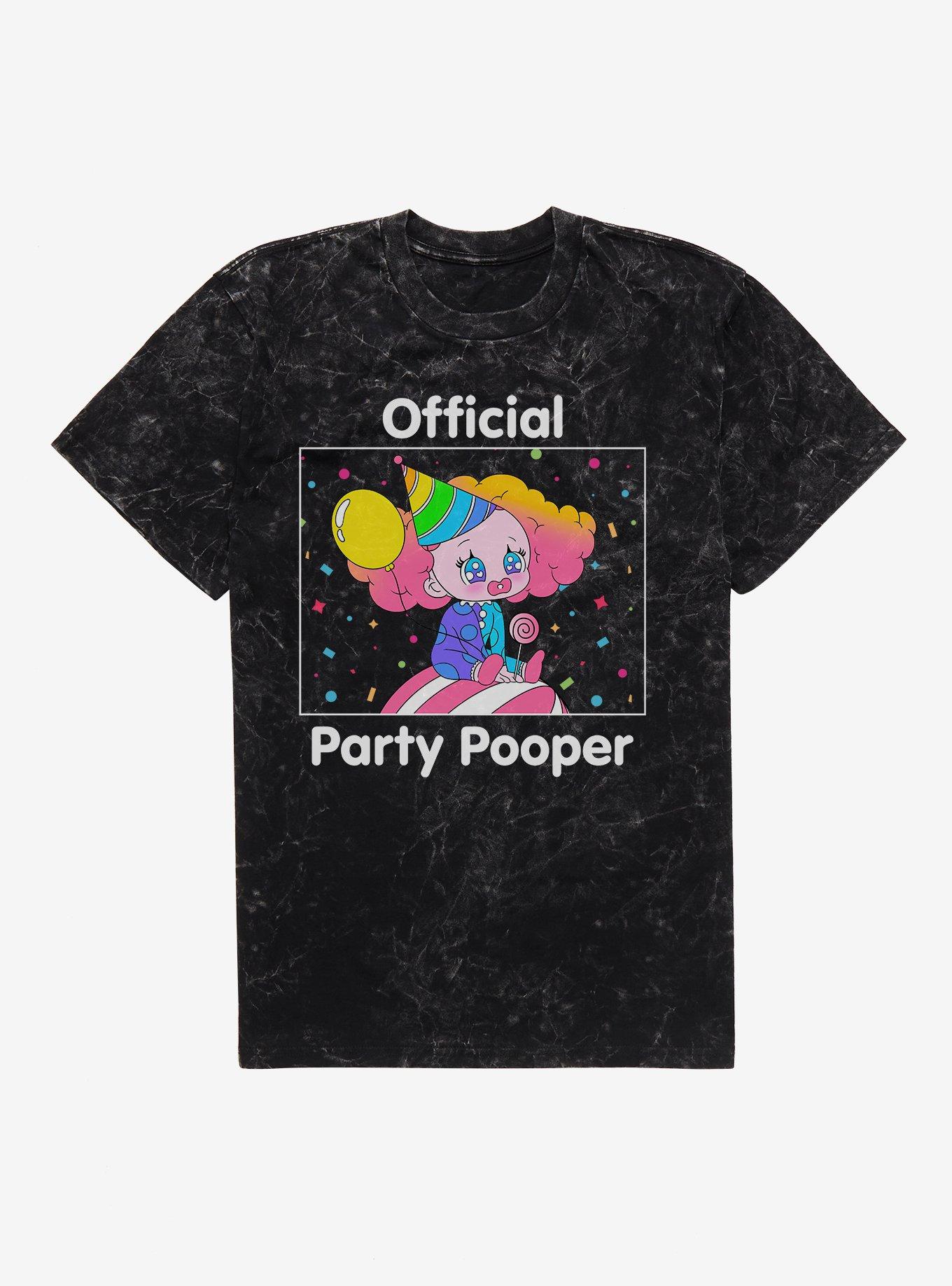 Hot Topic Official Party Pooper T-Shirt, BLACK MINERAL WASH, hi-res