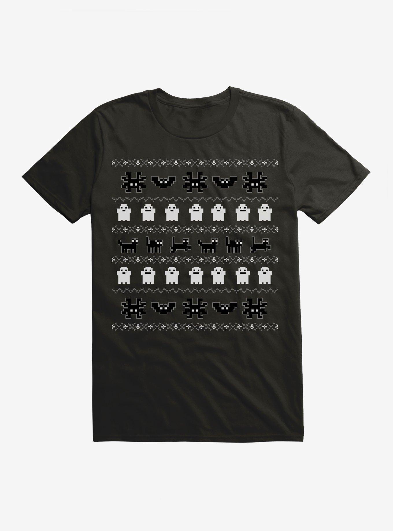 Hot Topic Ugly Christmas Ghost Spider Bat Cat T-Shirt, , hi-res