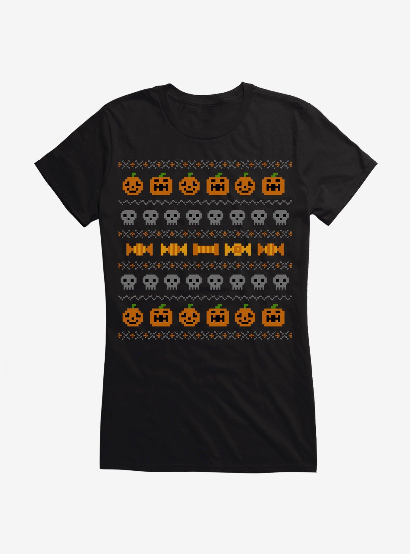 Ugly Chirstmas Pumpkin Skull Candy Girls T-Shirt
