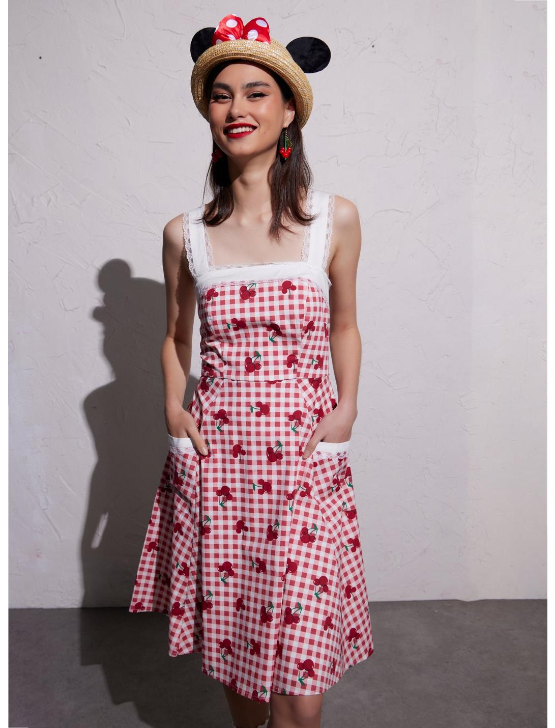 Her Universe Disney Mickey Mouse Cherry Gingham Retro Dress, RED  WHITE, hi-res