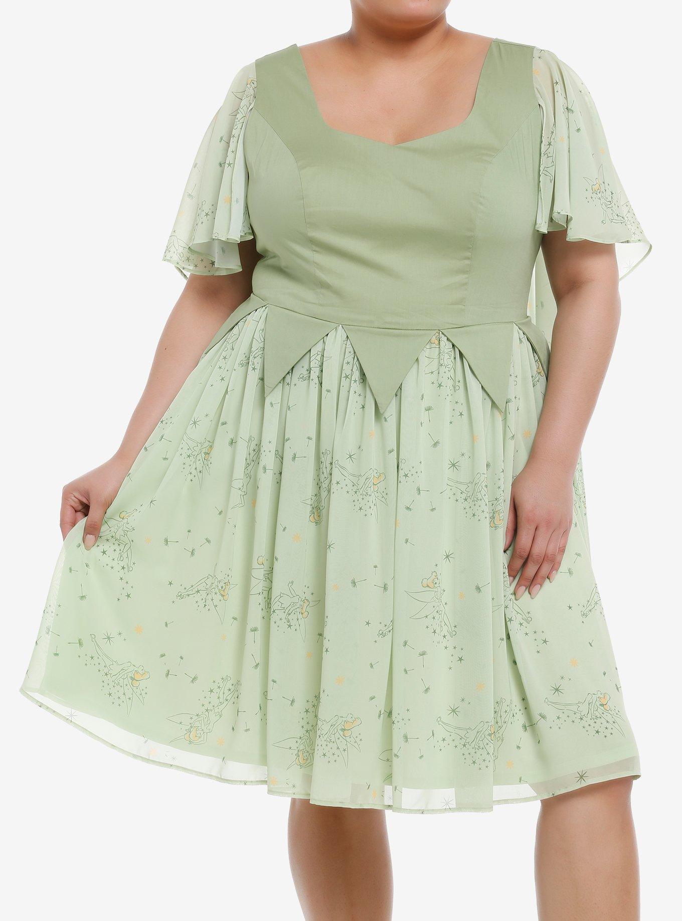 Her Universe Disney Peter Pan Tinker Bell Retro Dress Plus Size, , hi-res