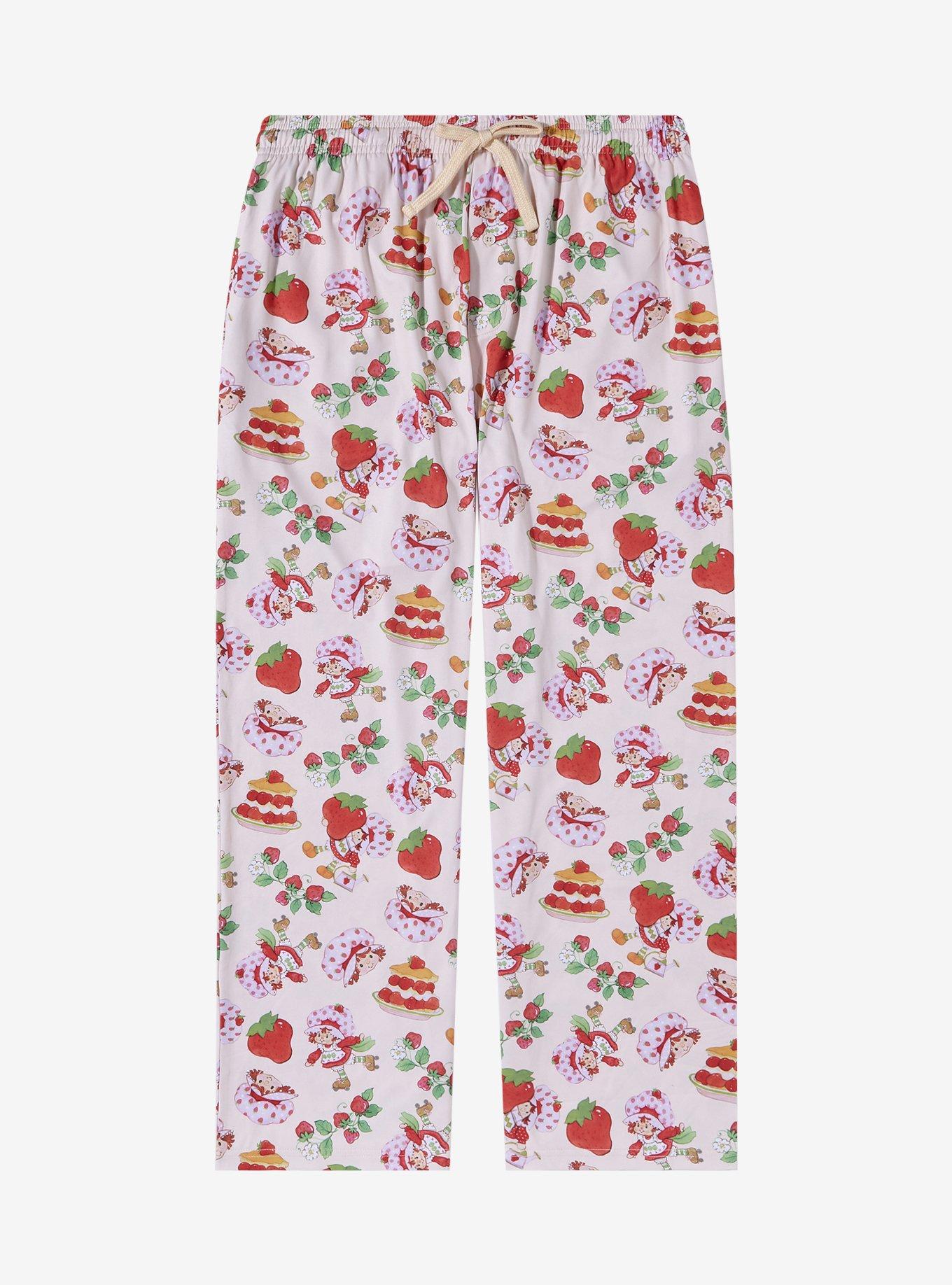 Strawberry Shortcake Icons Allover Print Women's Plus Size Sleep Pants - BoxLunch Exclusive, CREAM, hi-res