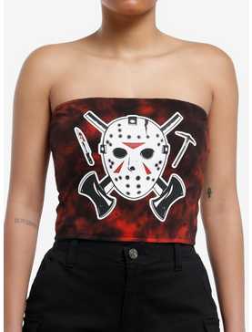 Friday The 13th Jason Red Tie-Dye Girls Crop Tube Top, , hi-res