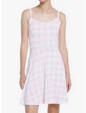 Pastel Pink Gingham Mini Dress, , hi-res