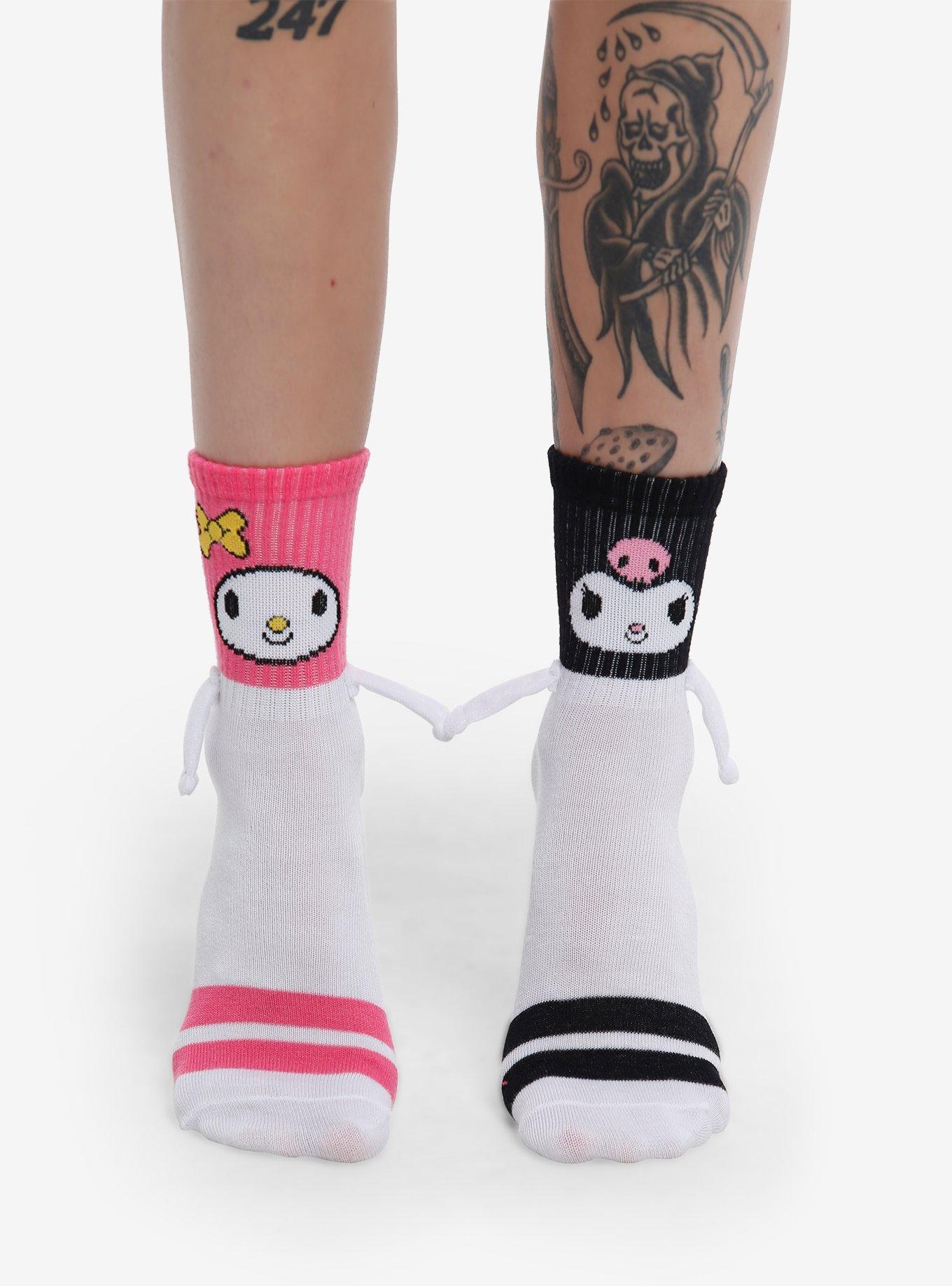 My Melody & Kuromi Magnetic Arms Mismatch Crew Socks, , hi-res