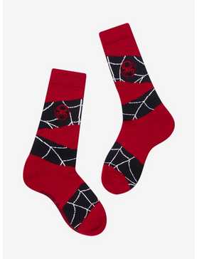 Marvel Spider-Man Glow-In-The-Dark Spiderweb Crew Socks, , hi-res