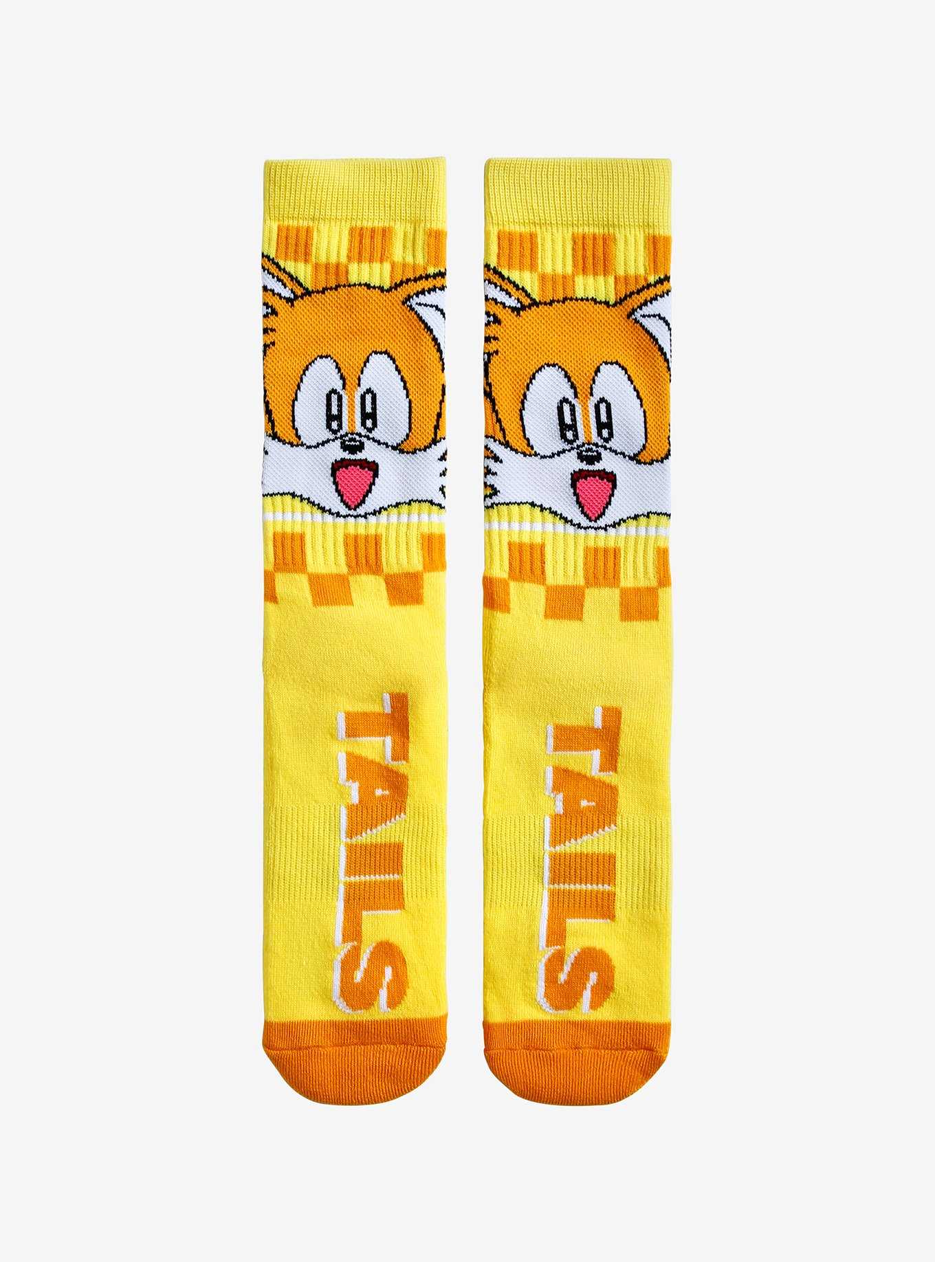 Sonic The Hedgehog Tails Checkered Crew Socks | Hot Topic