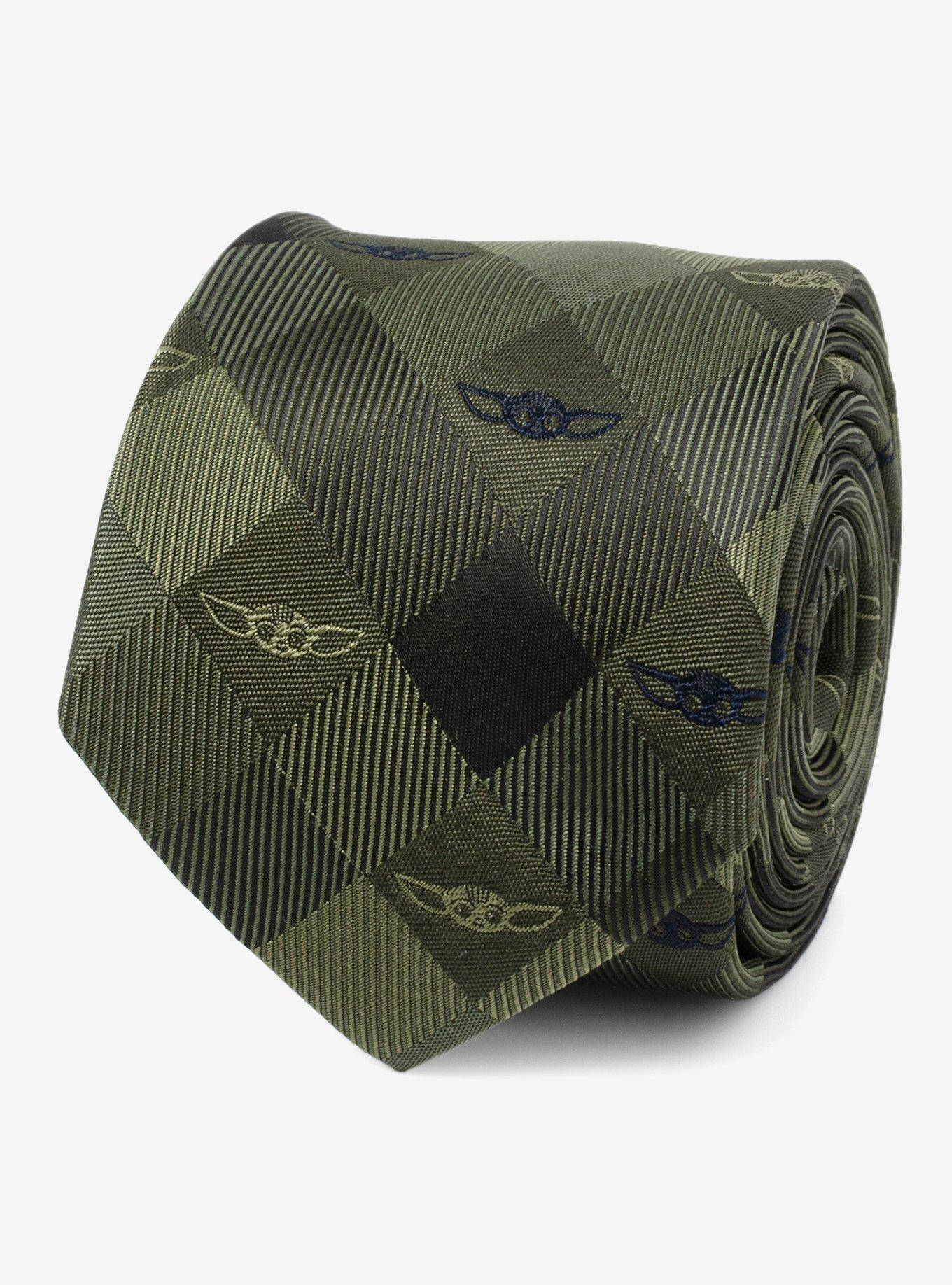 Star Wars The Mandalorian Grogu Plaid Green Tie, , hi-res