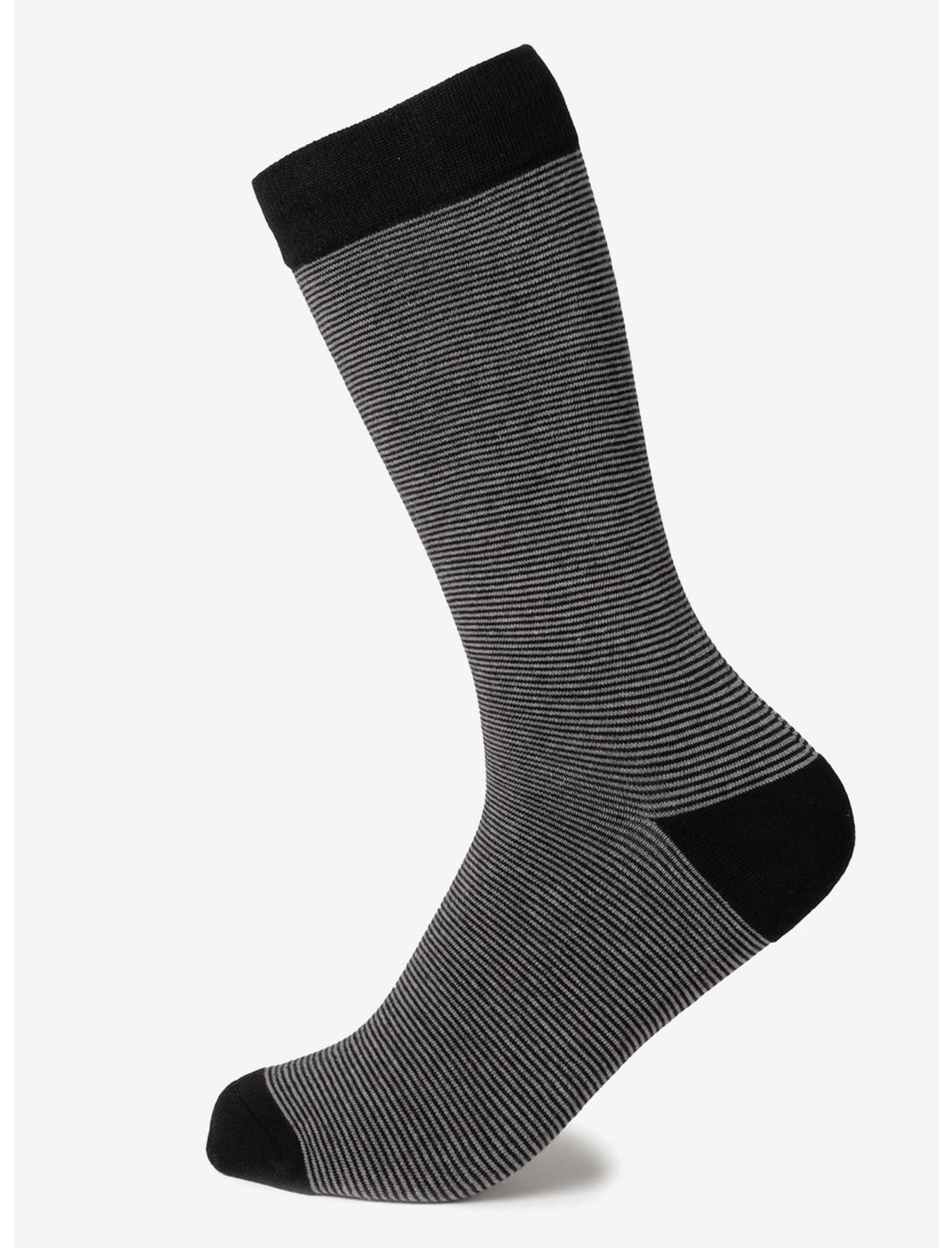 Striped Gray Black Crew Socks, , hi-res