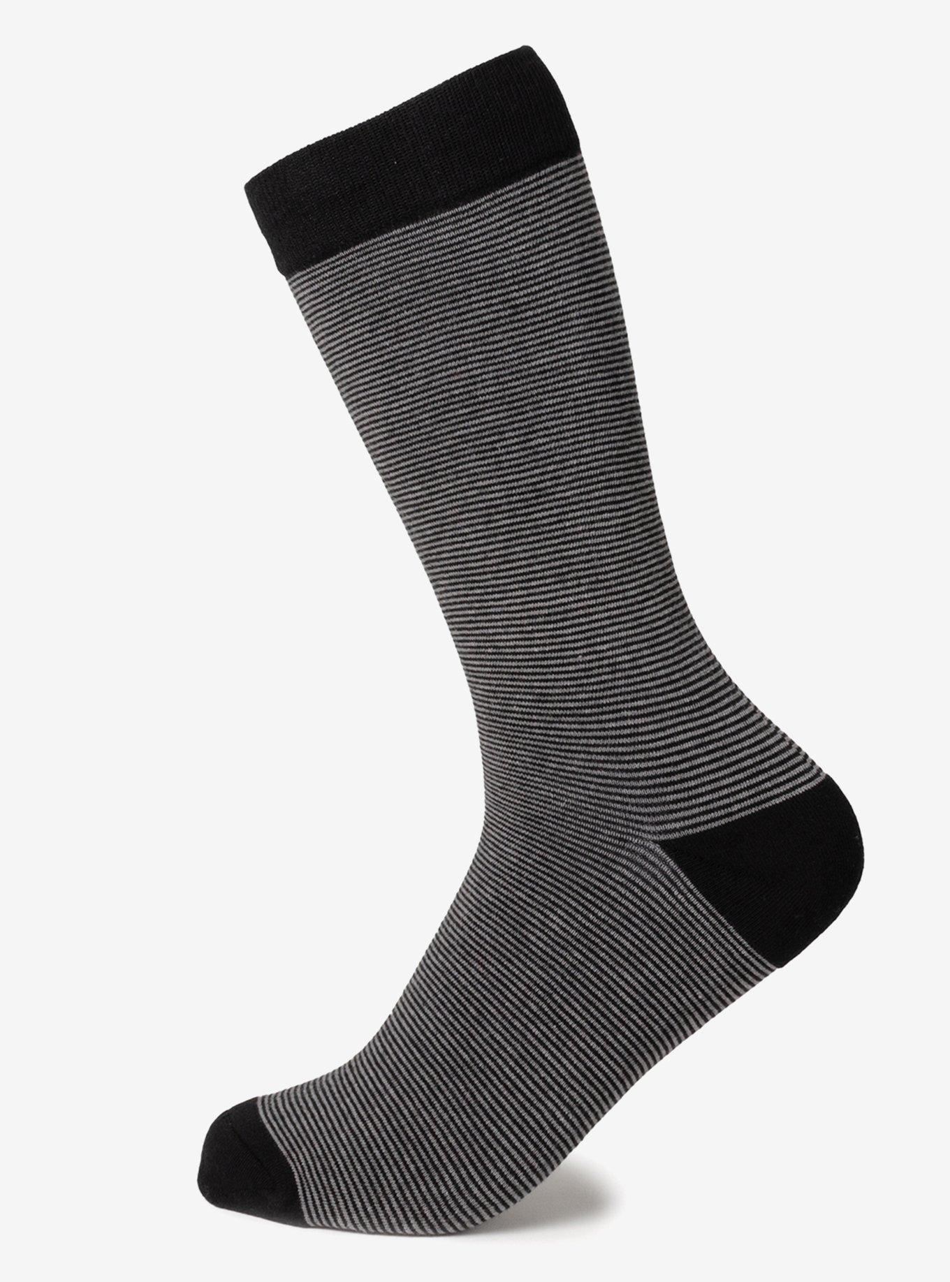 Striped Gray Black Crew Socks, , hi-res