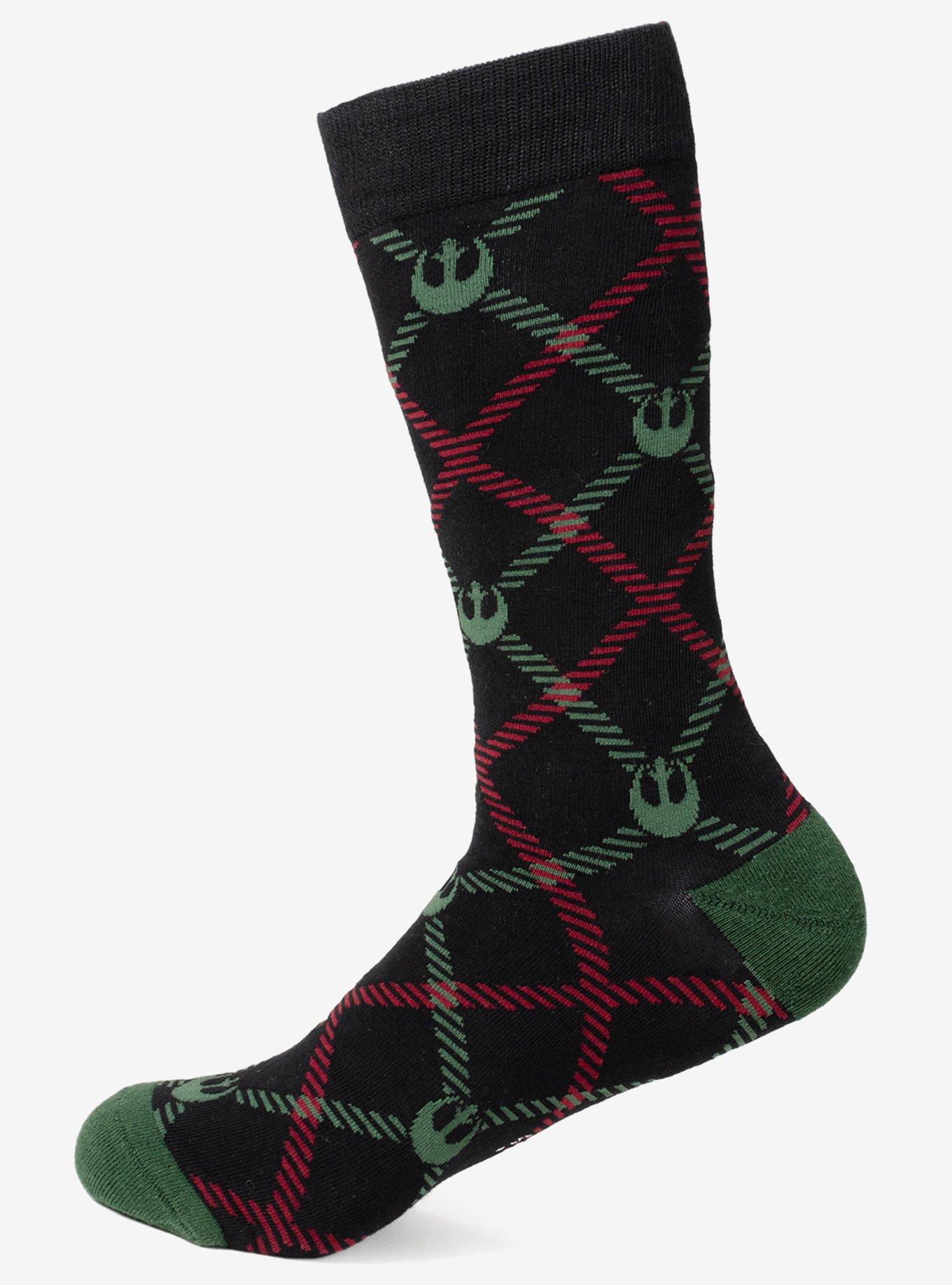 Star Wars Rebel Green Red Plaid Crew Socks, , hi-res