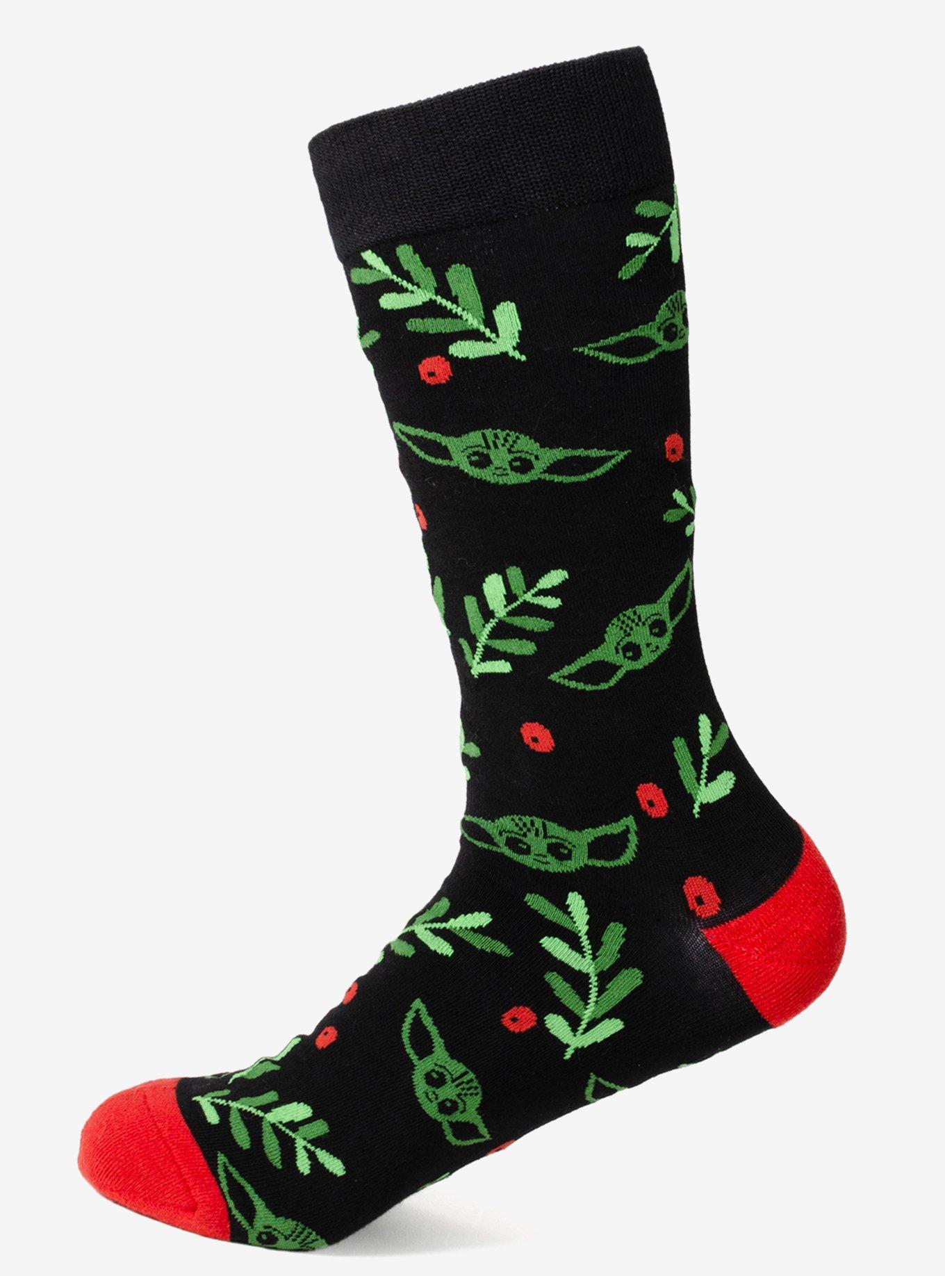 Star Wars The Mandalorian Grogu Holiday Black Crew Socks, , hi-res