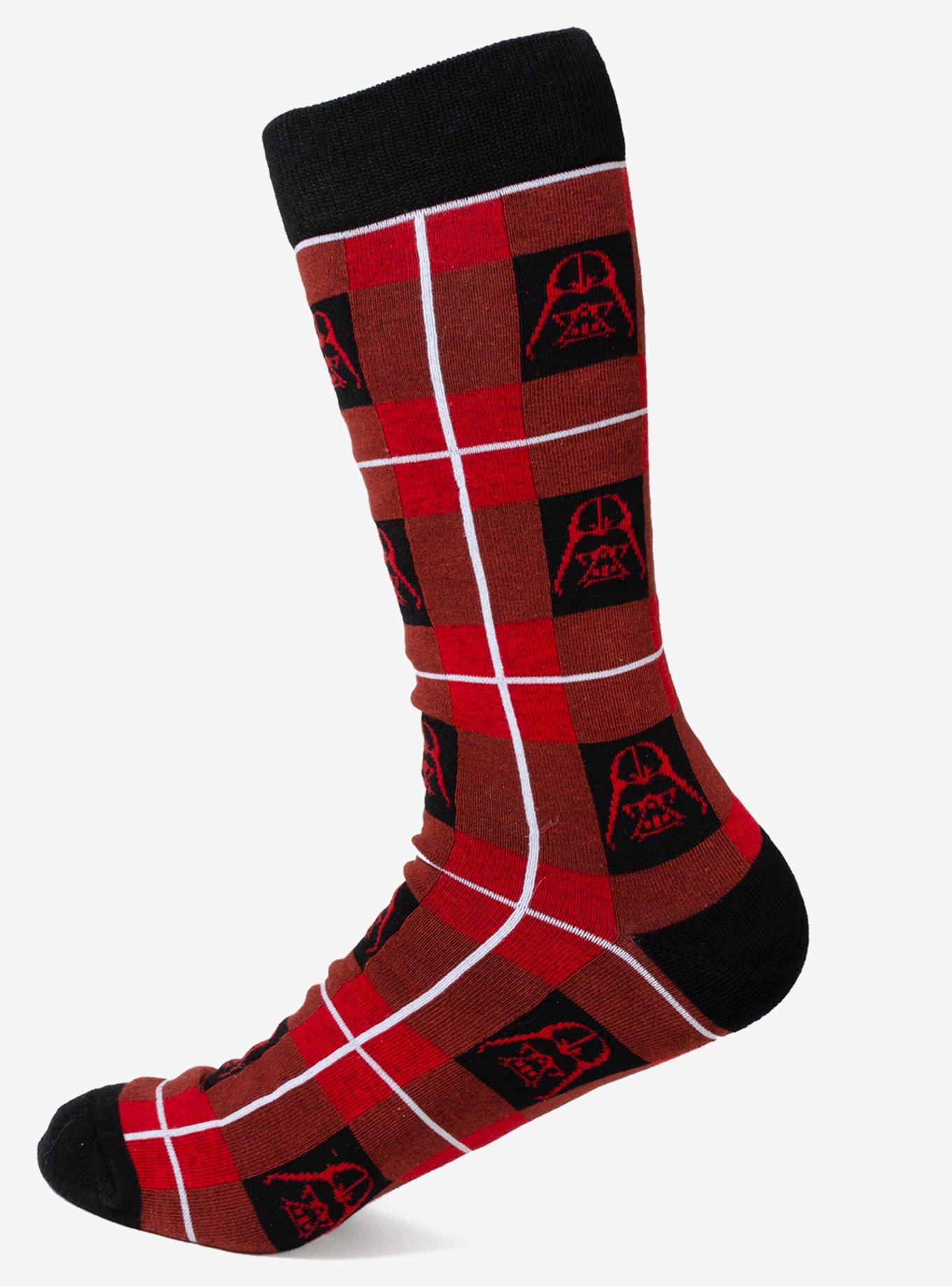 Star Wars Vader Plaid Black Crew Socks, , hi-res