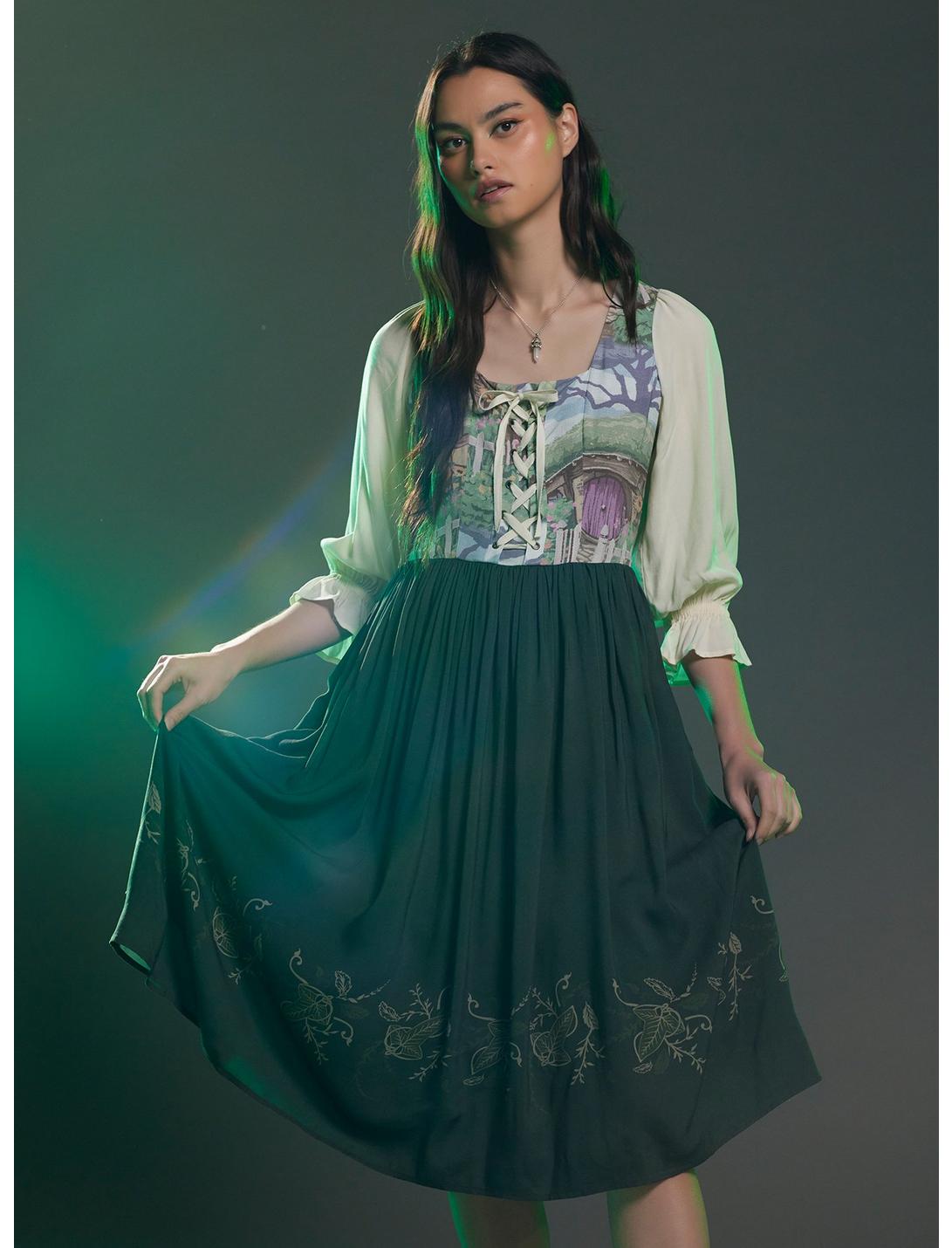 The Lord Of The Rings The Shire Hobbit Lace-Up Dress, MULTI, hi-res