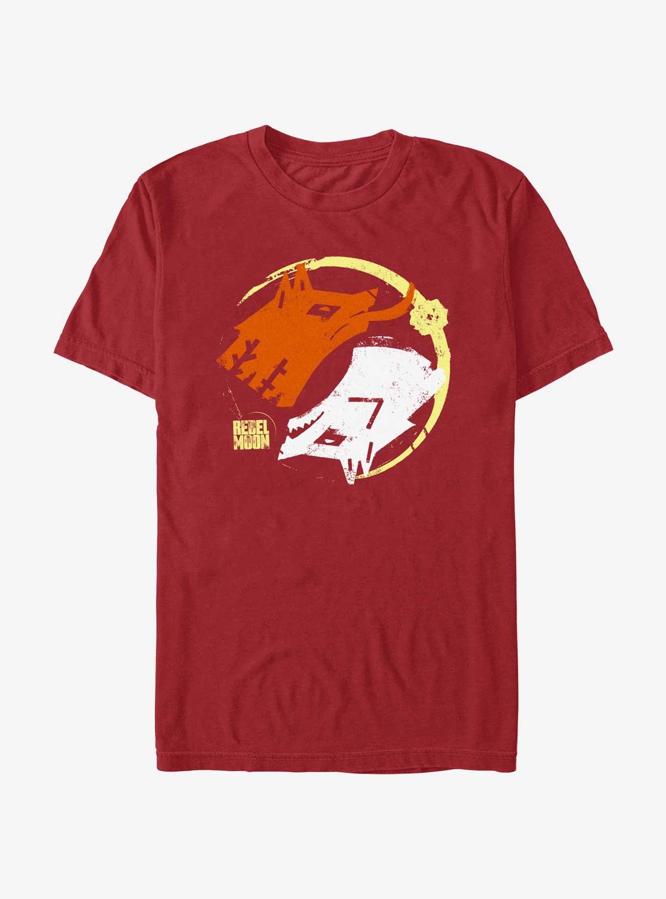 Rebel Moon Dual Wolves T-Shirt, CARDINAL, hi-res