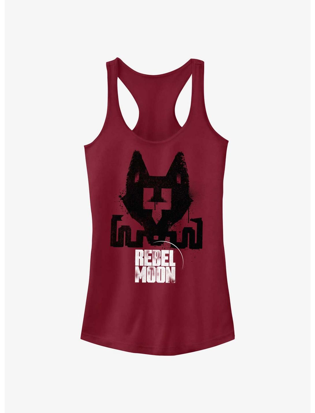 Rebel Moon Fox Stencil Girls Tank, SCARLET, hi-res