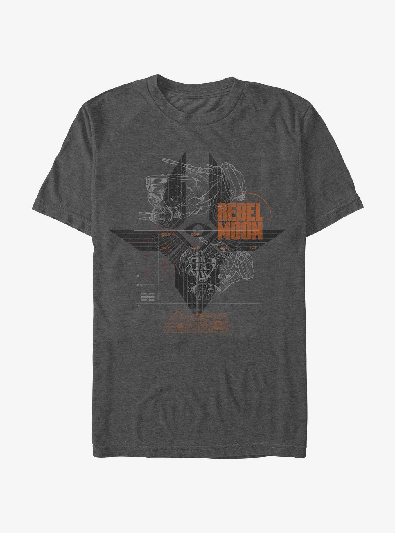 Rebel Moon Wings Space Fighters T-Shirt, CHAR HTR, hi-res