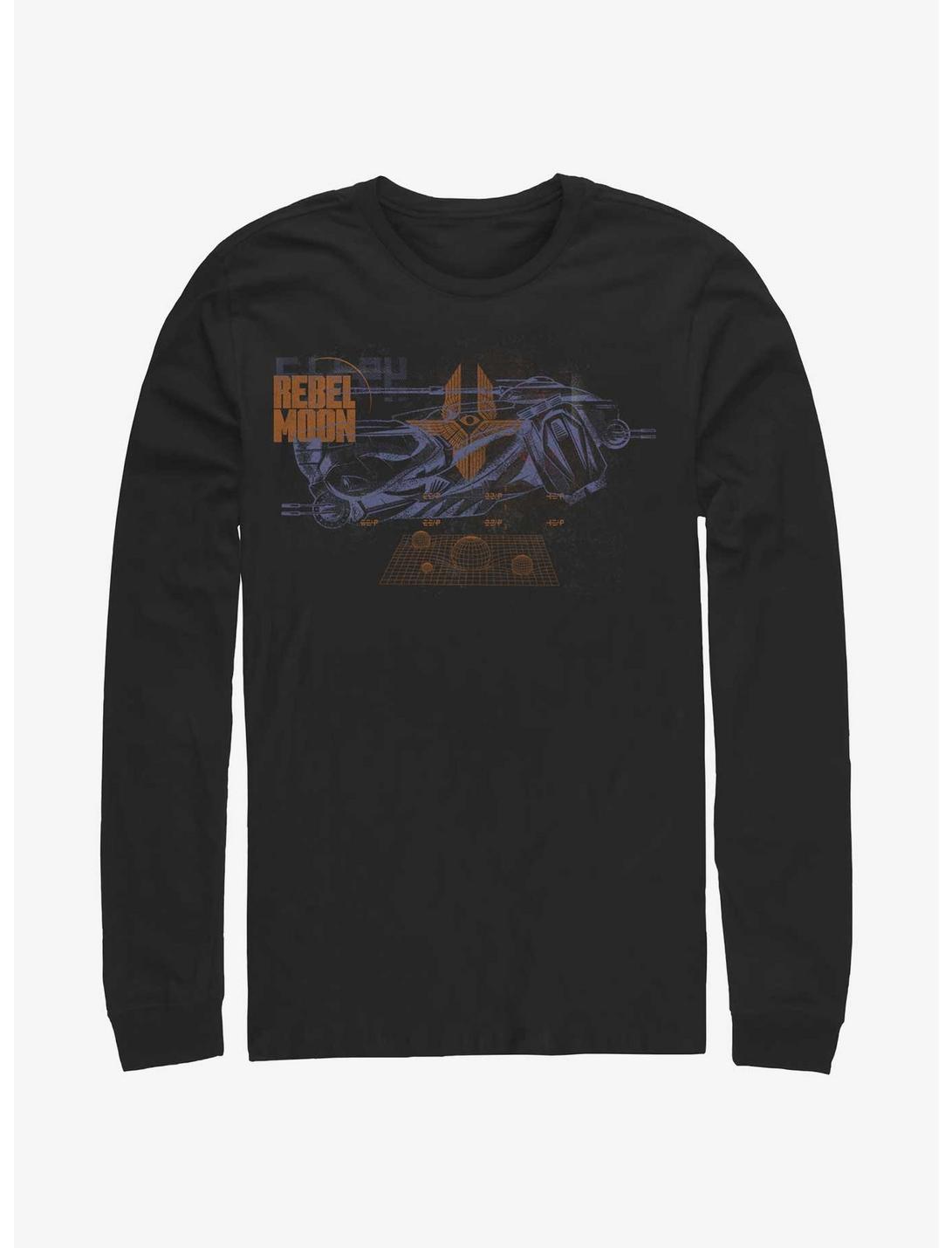 Rebel Moon Imperium Fighter Diagram Long-Sleeve T-Shirt, BLACK, hi-res